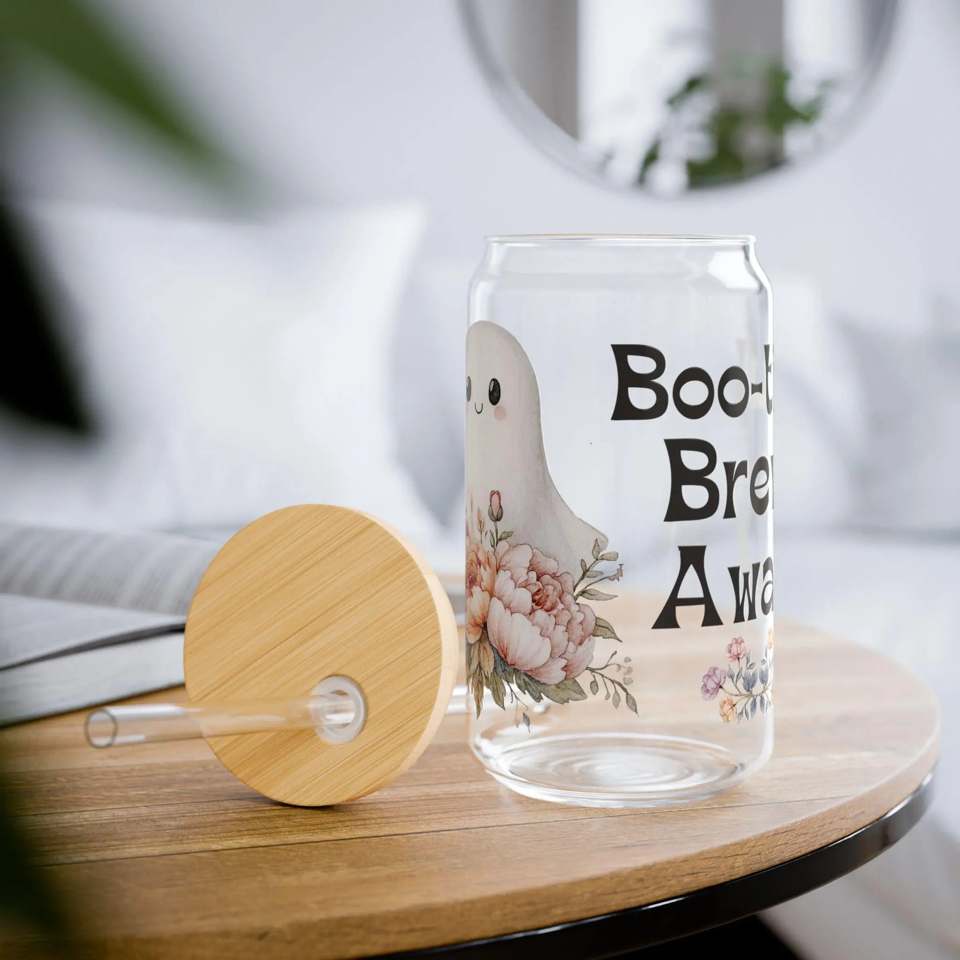 Cute Ghost Sipper Glass, 16oz | Unique Drinkware | Perfect for Gifts | Cute Decor | Halloween & Everyday Use Rainbow Chaos Art Studio