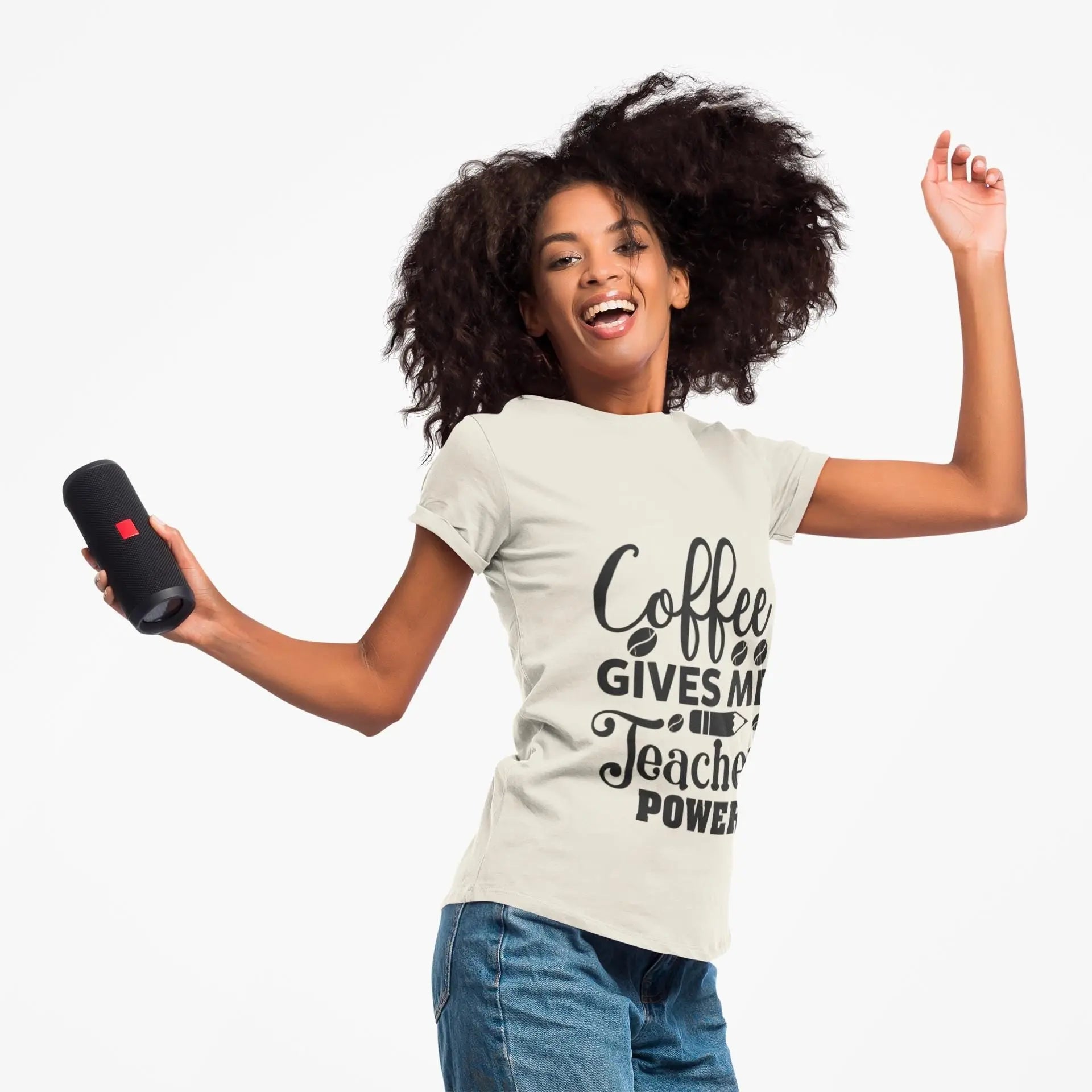 Coffee Teacher Powers T-Shirt: Back To School Outfit Rainbow Chaos Art Studio