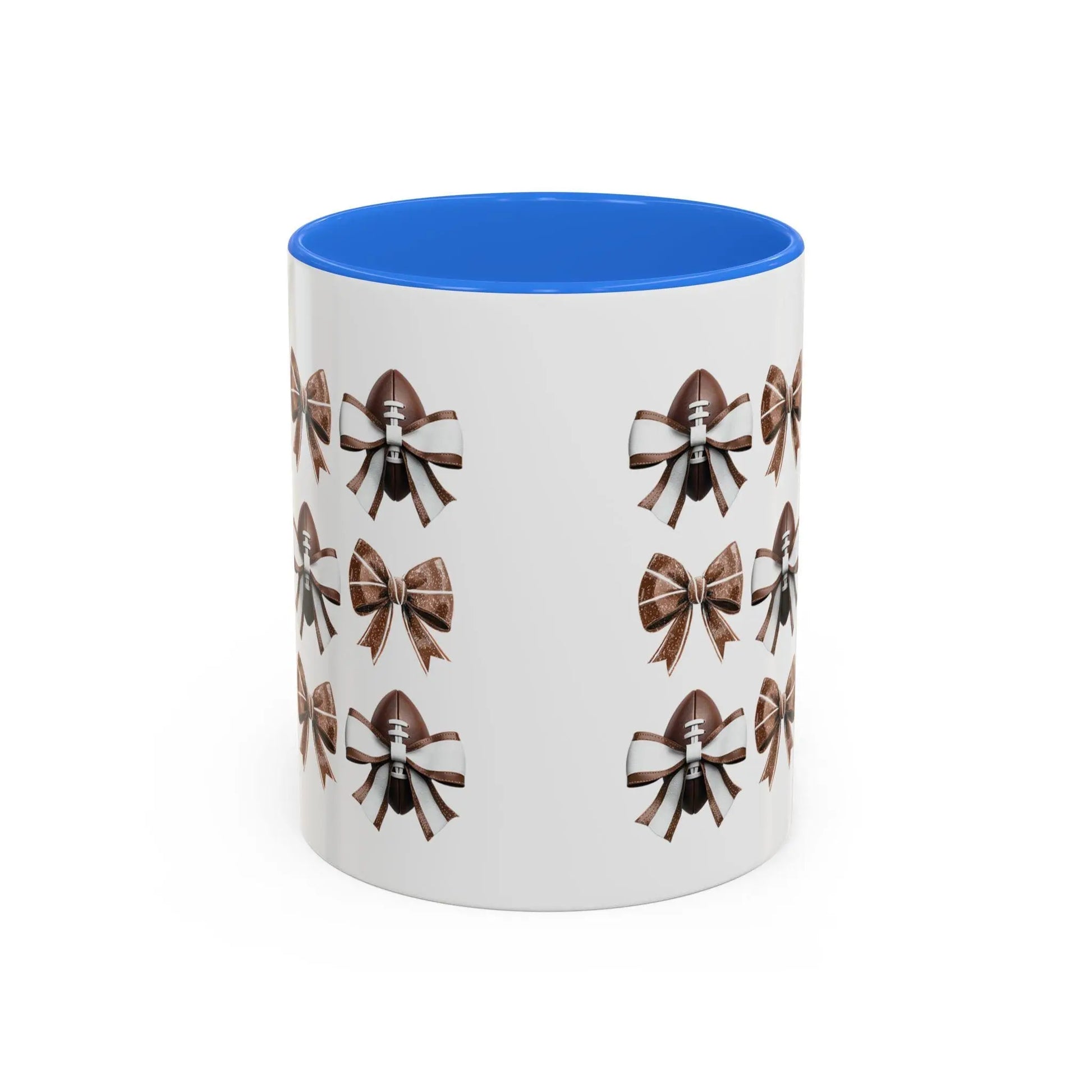 Football Bow Mugs | Elegant Coffee Cup, Gift for Her, Home Decor, Birthday Gifts | 11 oz & 15 oz Rainbow Chaos Art Studio