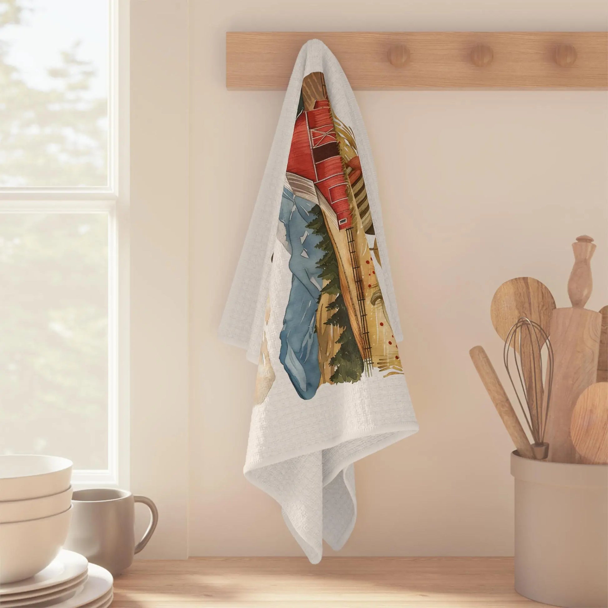 Farm Fresh Pumpkins Microfiber Tea Towel: Rustic Autumn Kitchen Decor Rainbow Chaos Art Studio