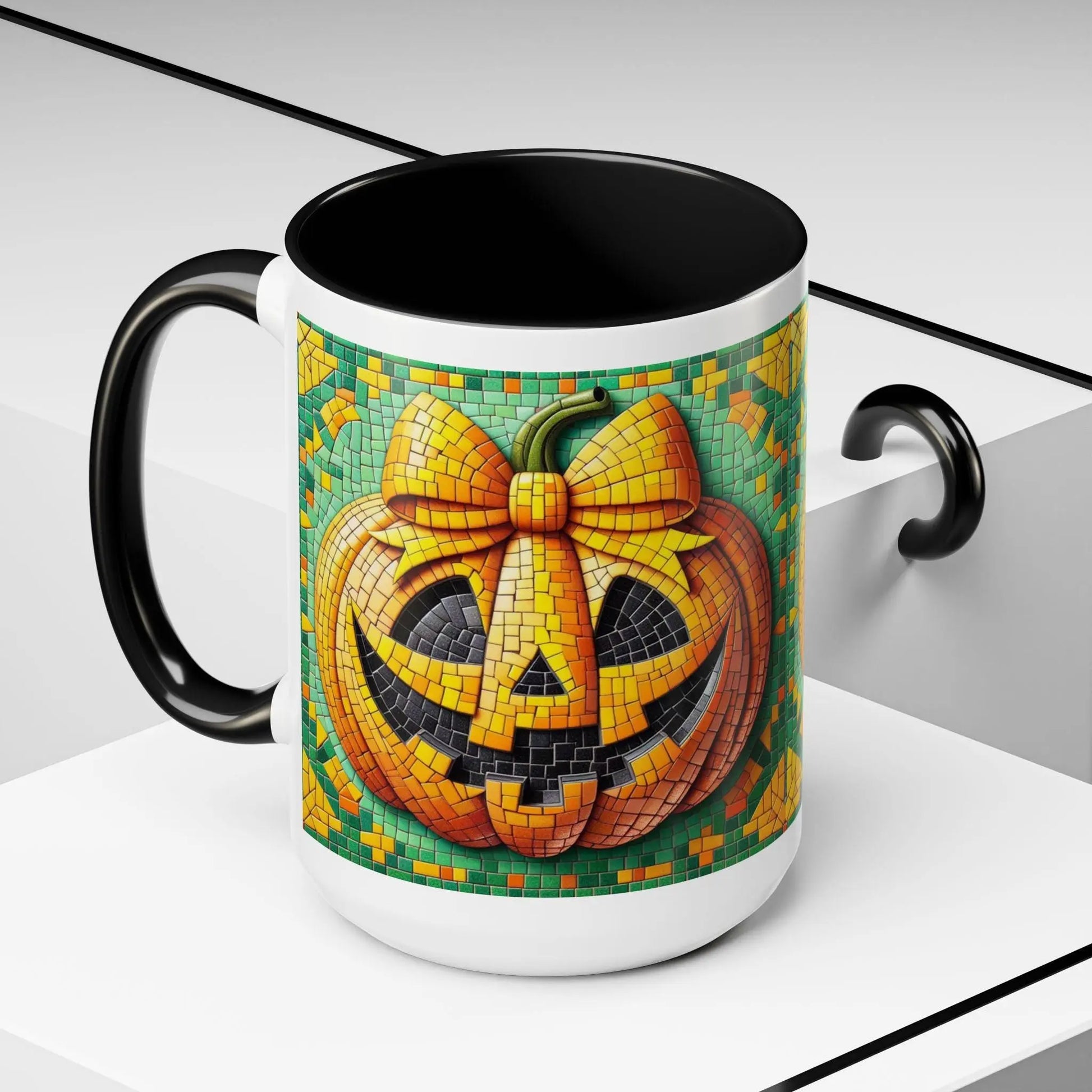 Halloween Pumpkin Accent Coffee Mug, Festive Drinkware, Jack-O-Lantern Porcelain, Fall Decor, Spooky Kitchen Gift Rainbow Chaos Art Studio
