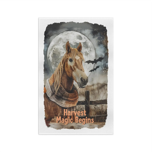 Horse Tea Towel: Harvest Moon Autumn Kitchen Decor Rainbow Chaos Art Studio