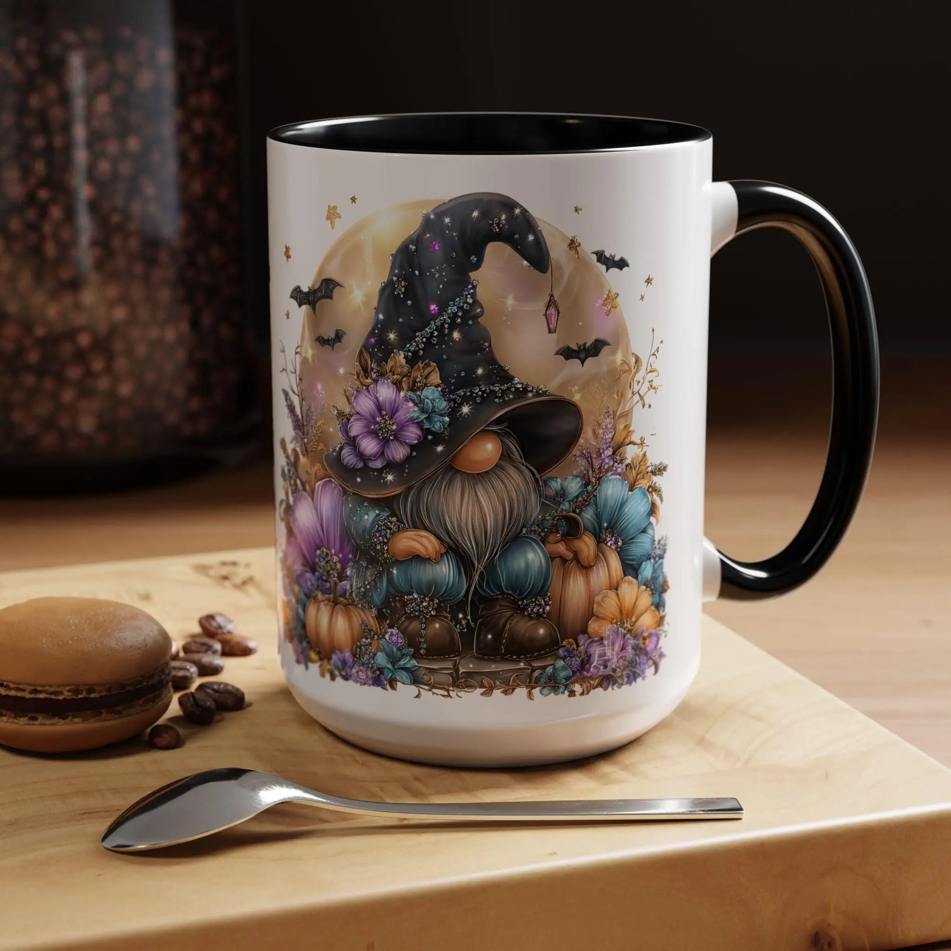 Halloween Gnome Coffee Mug: Ceramic Accent Cup, Festive Drinkware Rainbow Chaos Art Studio