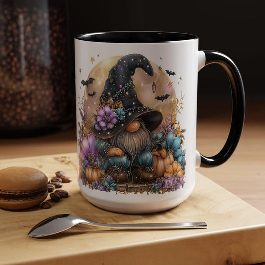 Halloween Gnome Coffee Mug: Ceramic Accent Cup, Festive Drinkware Rainbow Chaos Art Studio