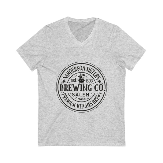 Sanderson Sisters V-Neck Tee: Halloween Witch Shirt, Craft Beer Gift Rainbow Chaos Art Studio