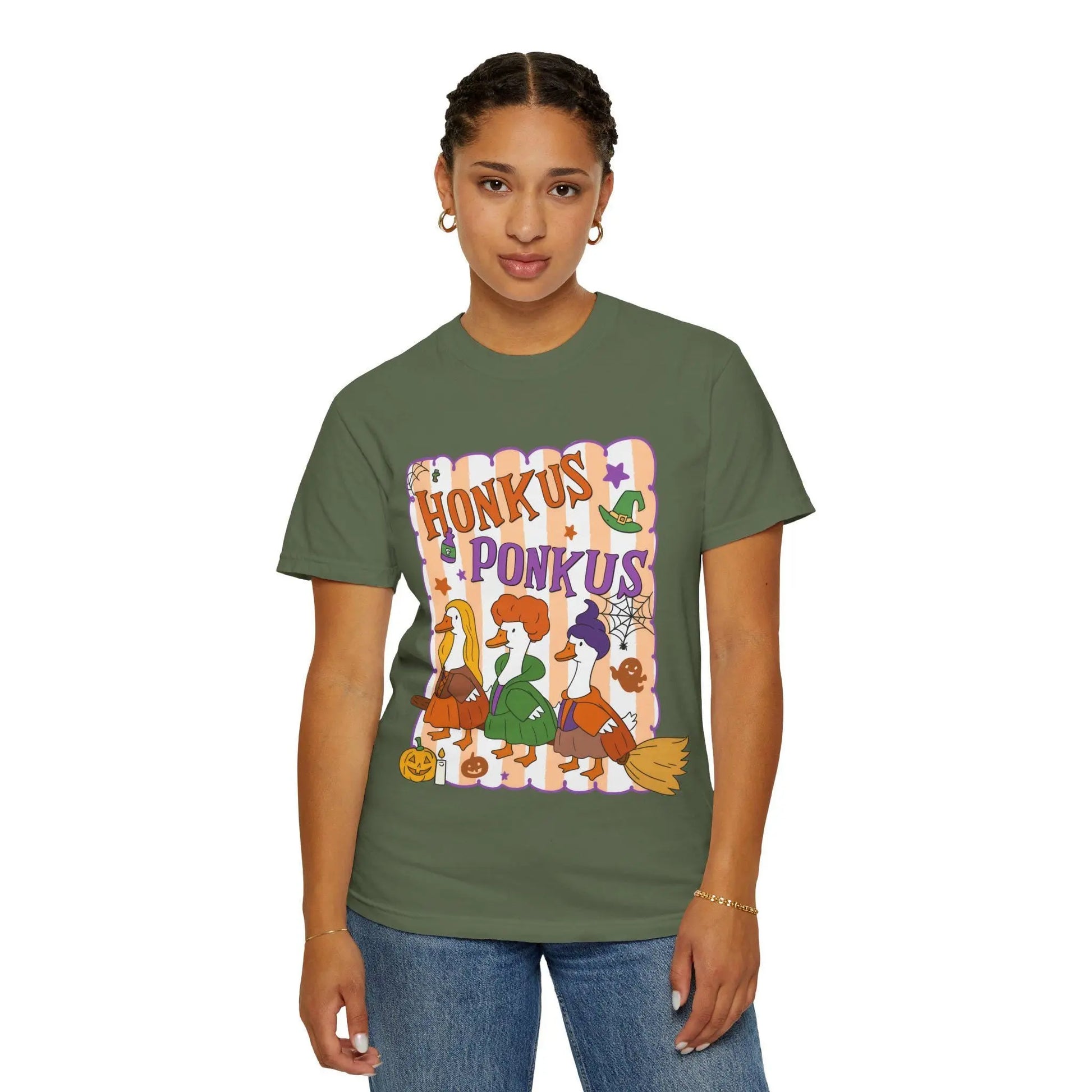 Honkus Ponkus T-Shirt: Unisex Garment-Dyed Goose Tee Rainbow Chaos Art Studio