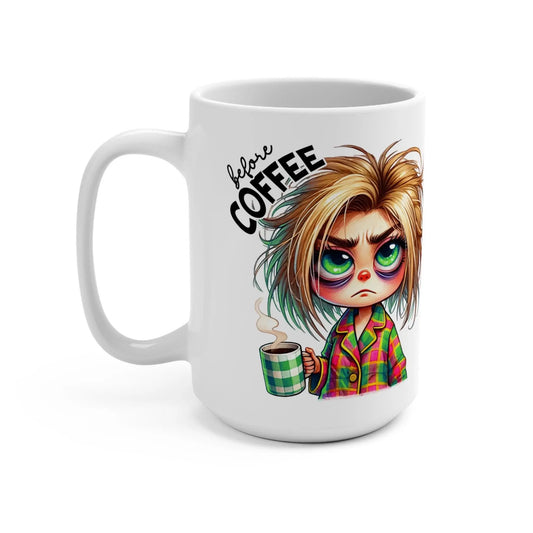 Caffeinated Coffee Mug: 15oz Ceramic, Dishwasher Safe Rainbow Chaos Art Studio