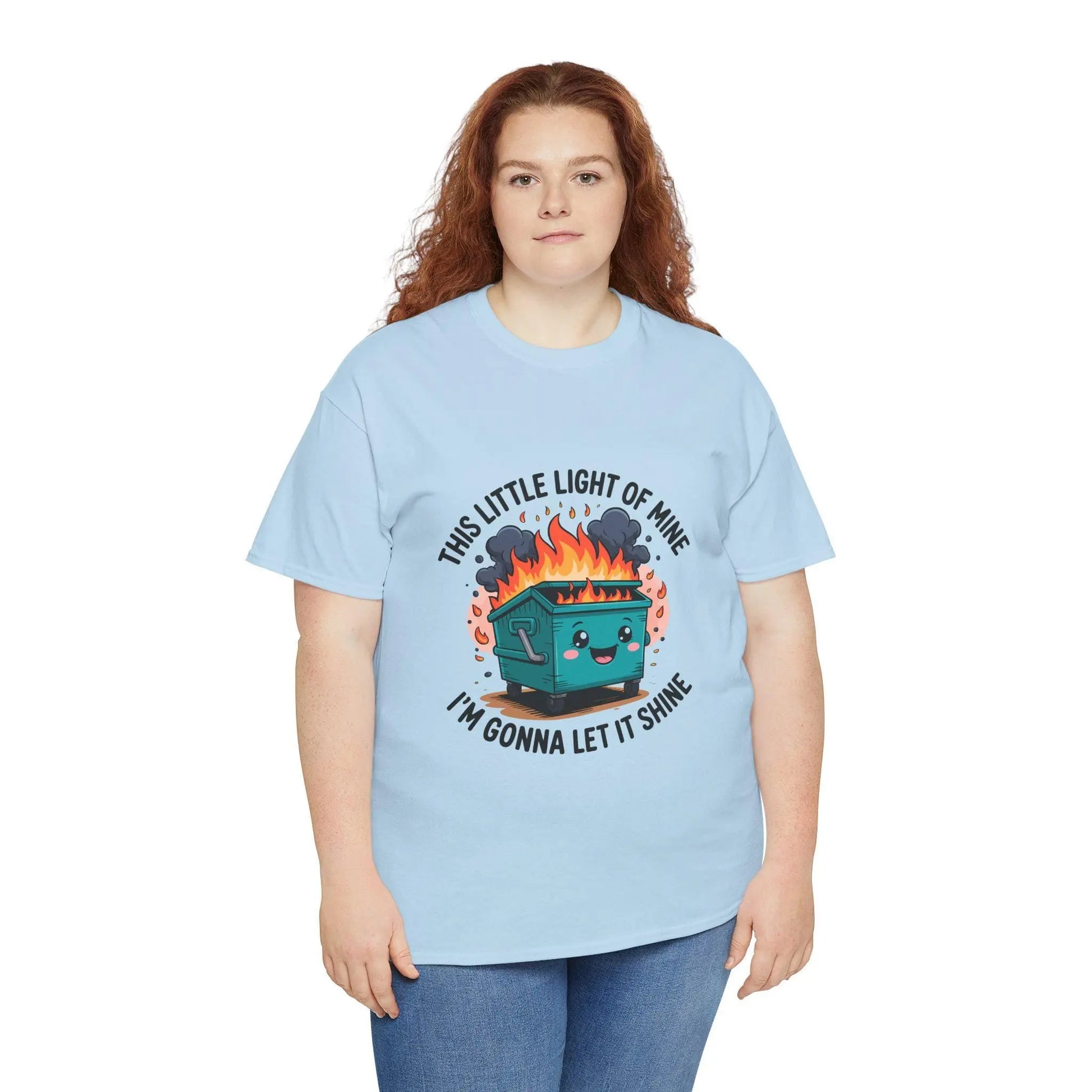 Dumpster Fire Graphic T-Shirt: Eco-Friendly Humor Tee Rainbow Chaos Art Studio