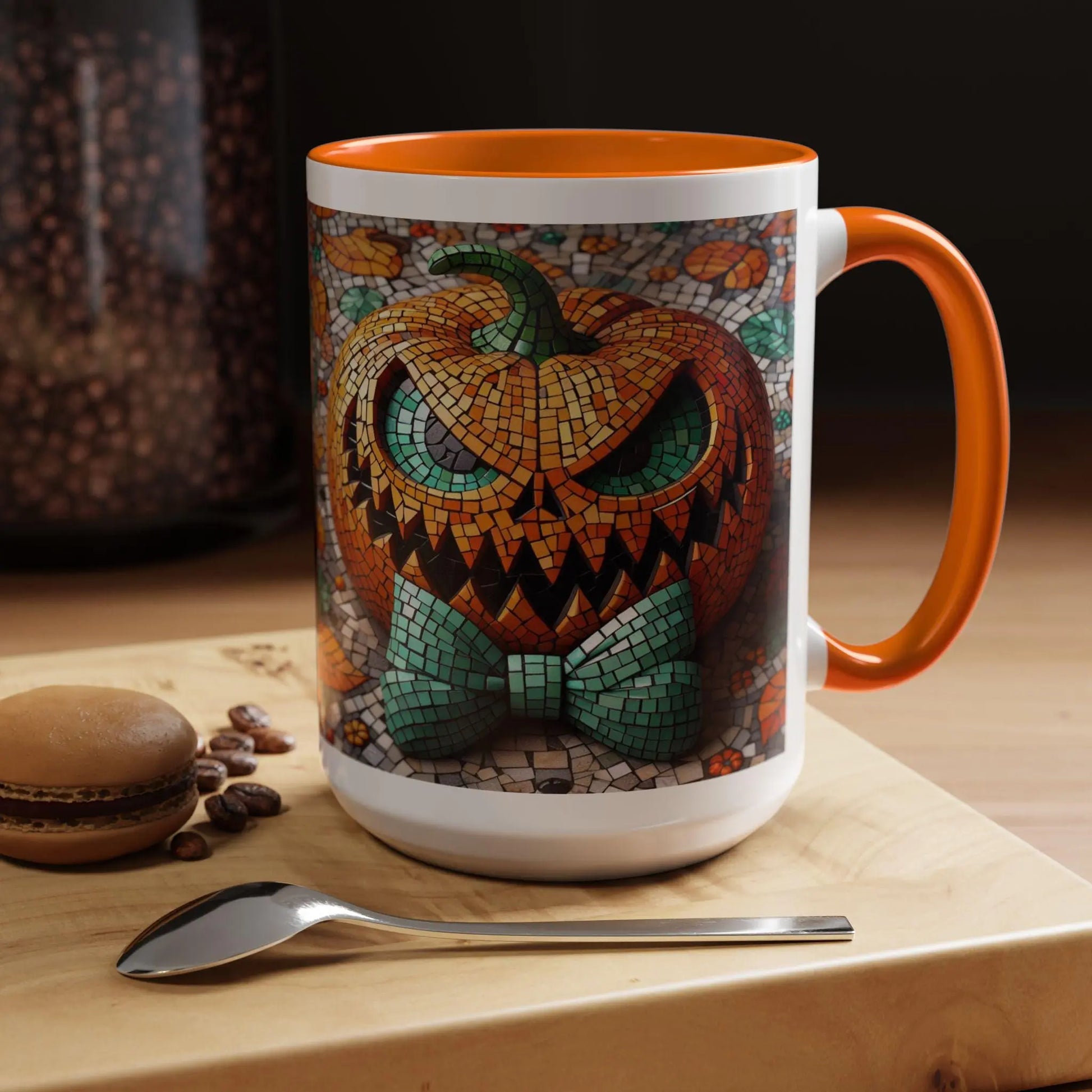 Halloween Pumpkin Coffee Mug: Spooky Fall Decor, Autumn Gift Rainbow Chaos Art Studio