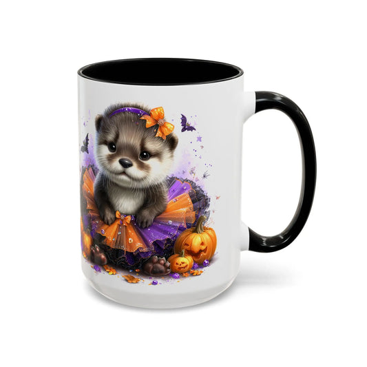 Halloween Cutie Otter Coffee Mug, Cute Animal Mug, Fall Decor, Holiday Drinkware, Halloween Gifts for Kids Rainbow Chaos Art Studio