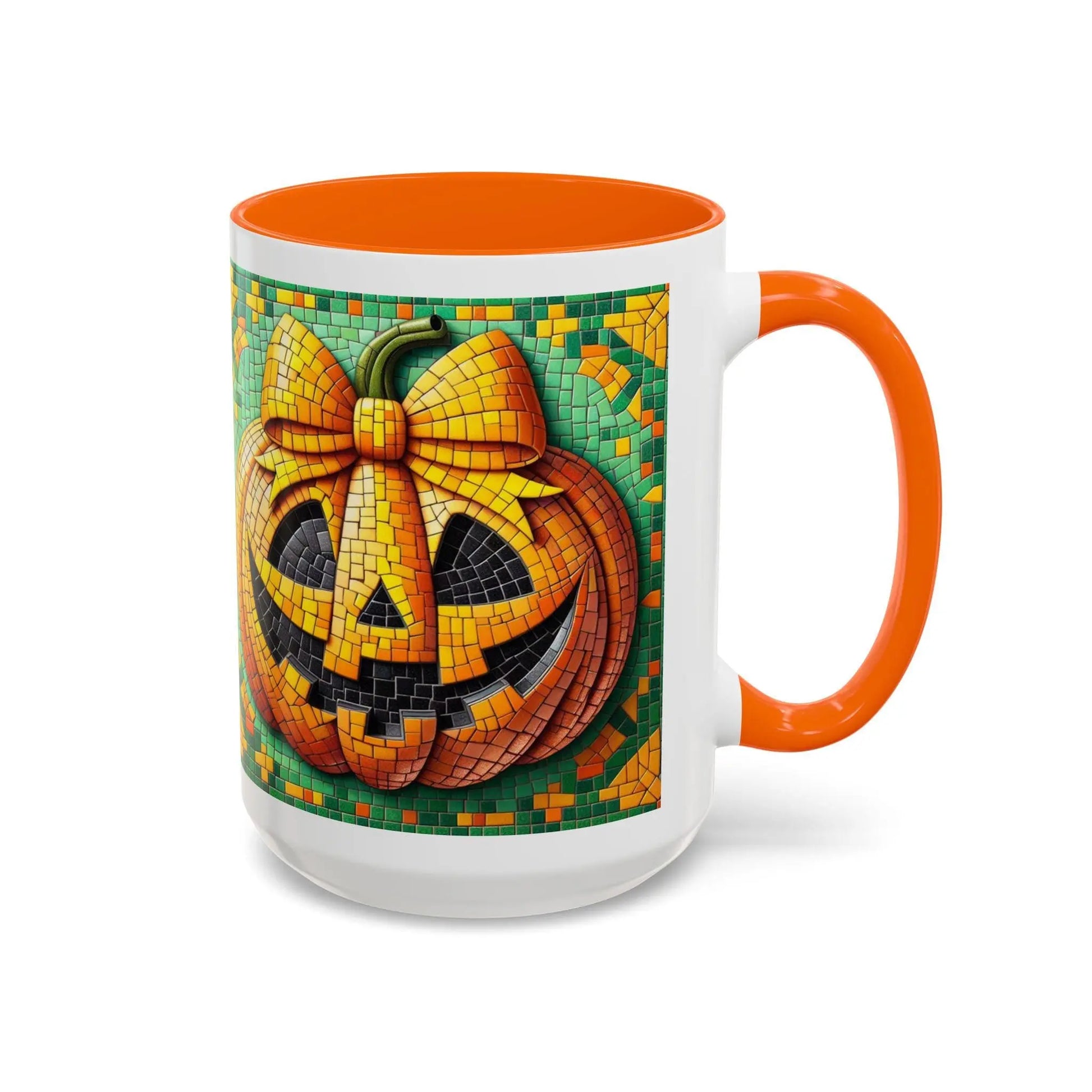 Halloween Pumpkin Accent Coffee Mug, Festive Drinkware, Jack-O-Lantern Porcelain, Fall Decor, Spooky Kitchen Gift Rainbow Chaos Art Studio