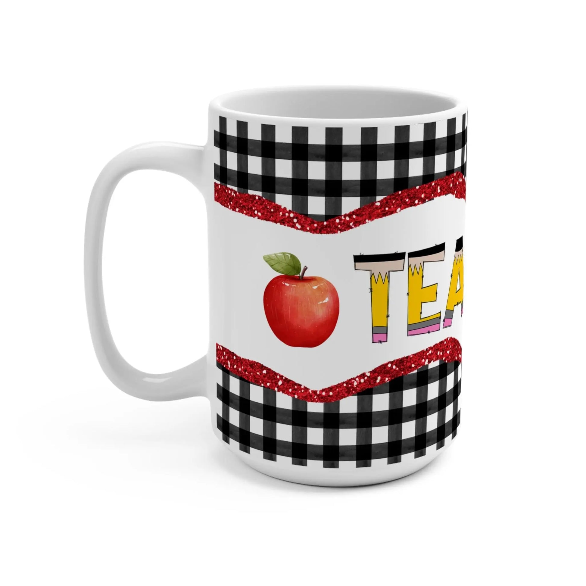 Teacher Appreciation Mug: Colorful Apple Design, 15oz Ceramic Coffee Mug Rainbow Chaos Art Studio