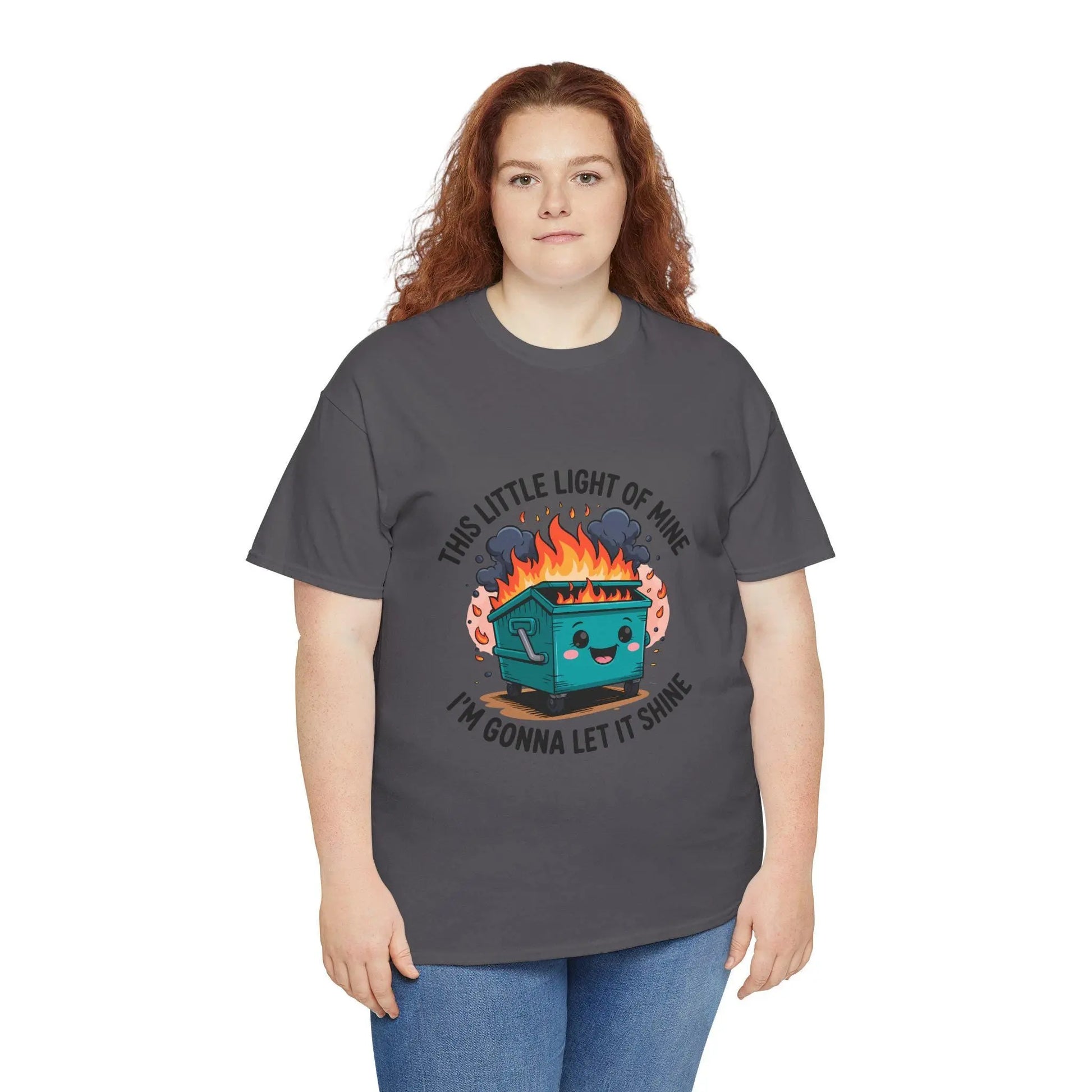 Dumpster Fire Graphic T-Shirt: Eco-Friendly Humor Tee Rainbow Chaos Art Studio