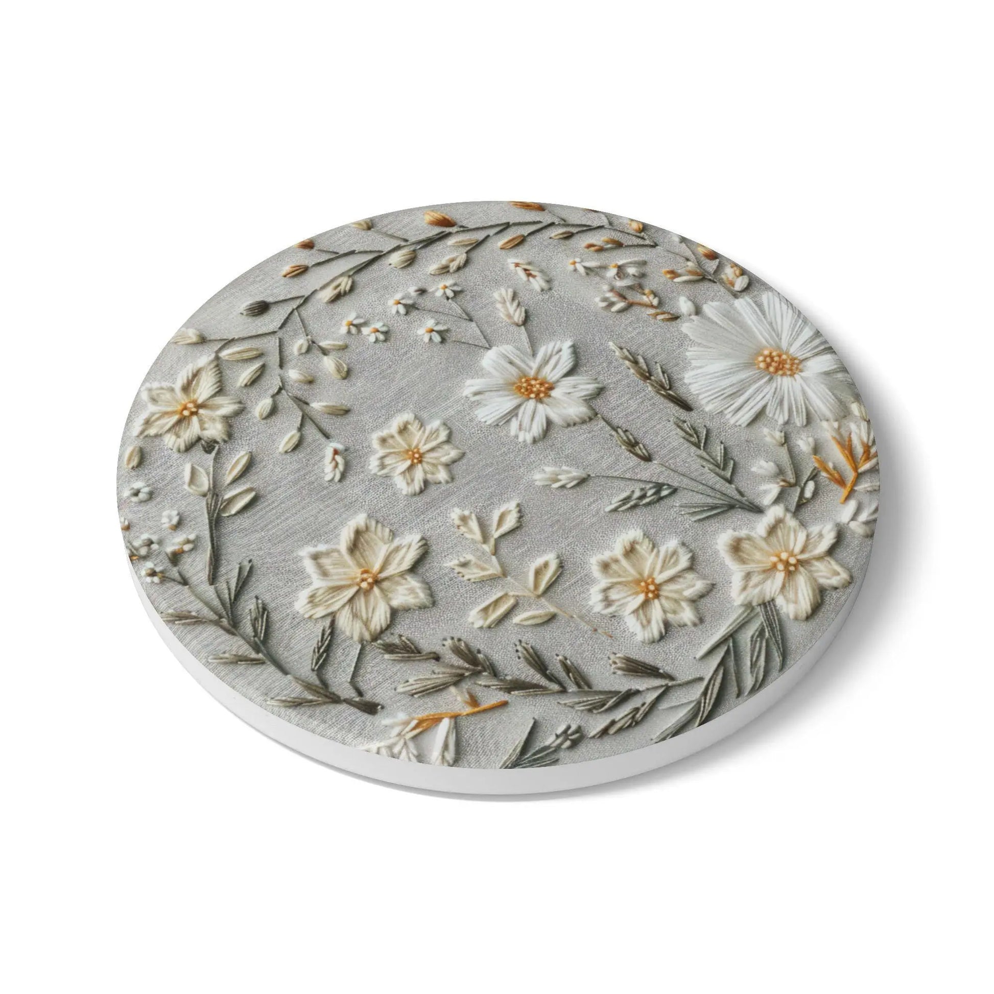 Floral Ceramic Coaster Set: Boho Drink Coasters with Cork Back Rainbow Chaos Art Studio