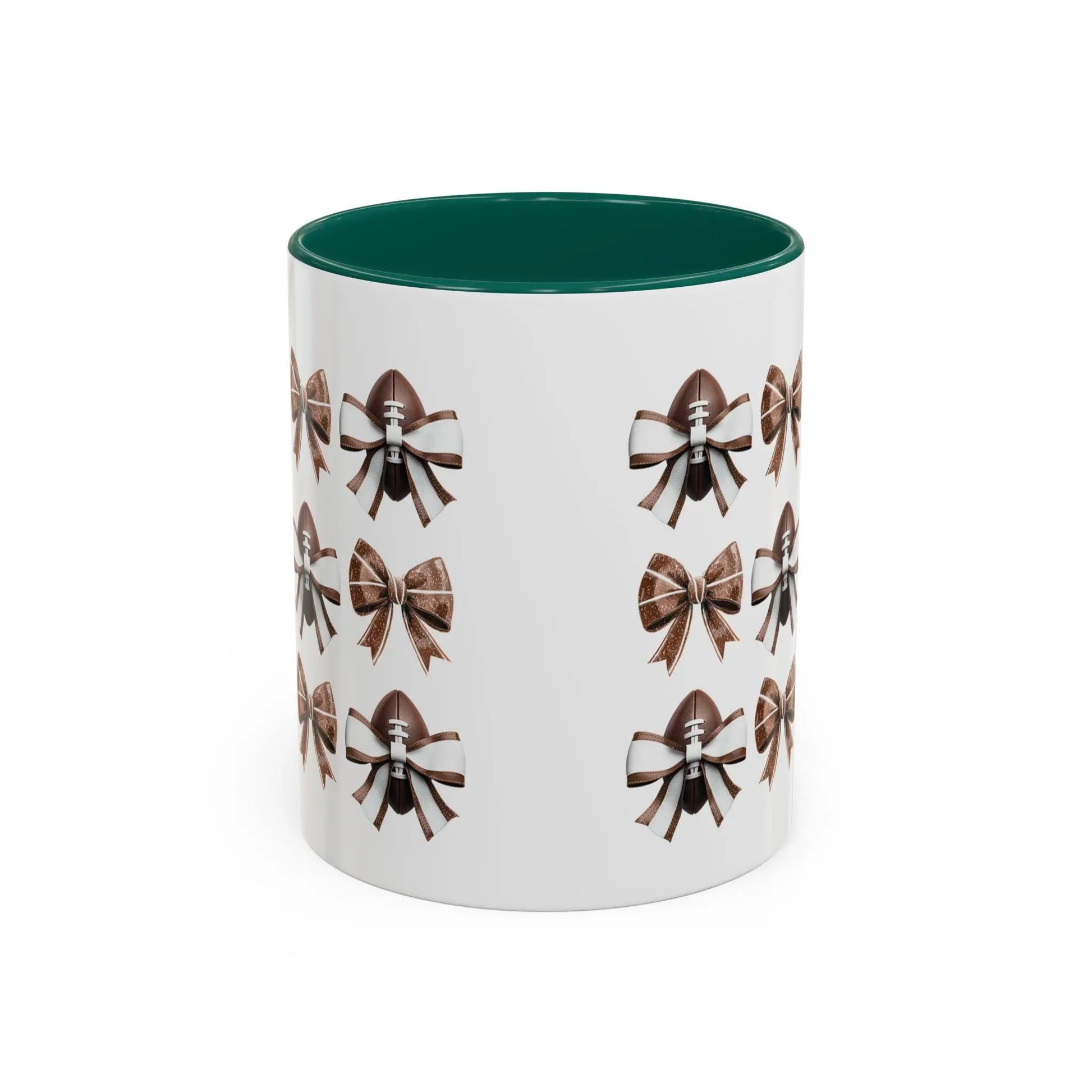 Football Bow Mugs | Elegant Coffee Cup, Gift for Her, Home Decor, Birthday Gifts | 11 oz & 15 oz Rainbow Chaos Art Studio