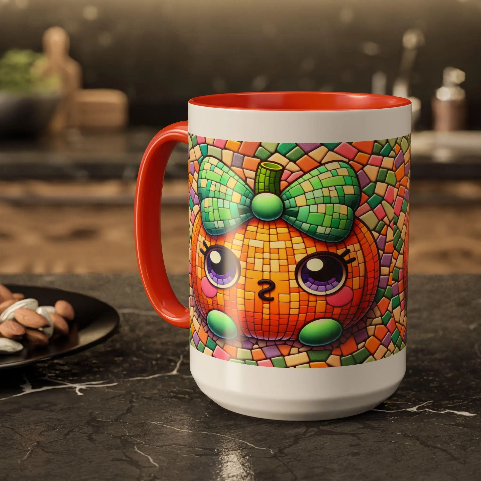 Colorful Pumpkin Mosaic Mug: Fall Decor, Cozy Drinkware Rainbow Chaos Art Studio