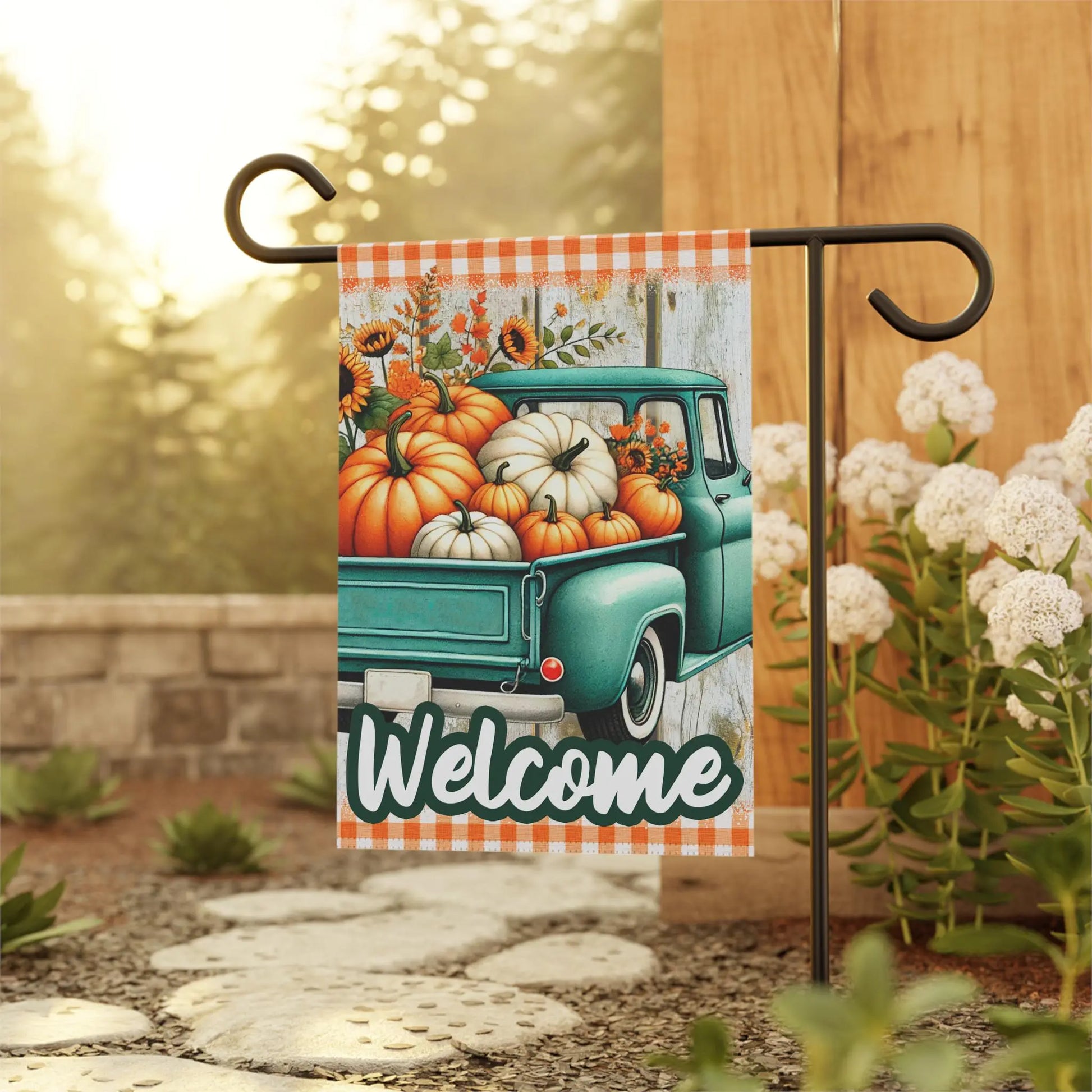 Welcome Garden Banner | Fall Decor, Outdoor Sign, Pumpkin Theme, Front Porch Welcome, Seasonal Decoration Rainbow Chaos Art Studio