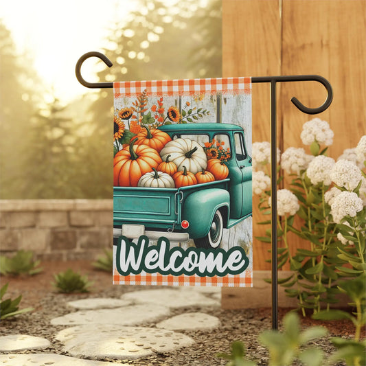 Welcome Garden Banner | Fall Decor, Outdoor Sign, Pumpkin Theme, Front Porch Welcome, Seasonal Decoration Rainbow Chaos Art Studio