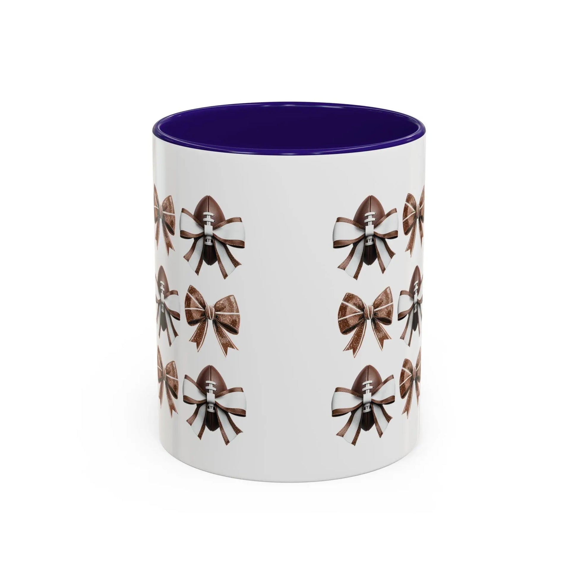 Football Bow Mugs | Elegant Coffee Cup, Gift for Her, Home Decor, Birthday Gifts | 11 oz & 15 oz Rainbow Chaos Art Studio