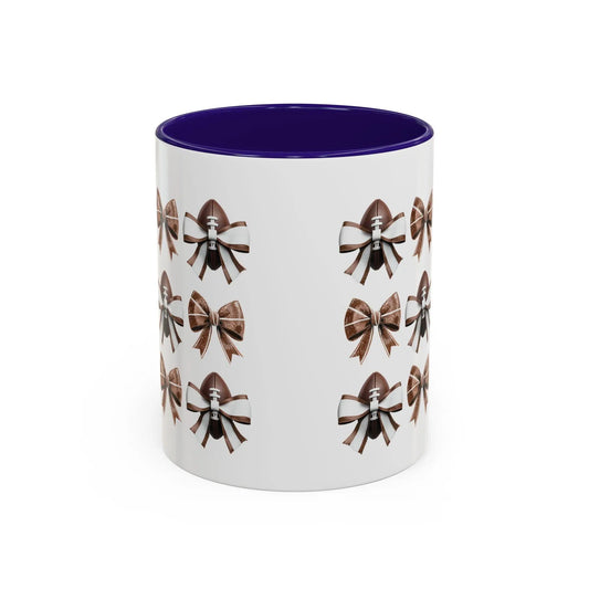 Football Bow Mugs | Elegant Coffee Cup, Gift for Her, Home Decor, Birthday Gifts | 11 oz & 15 oz Rainbow Chaos Art Studio