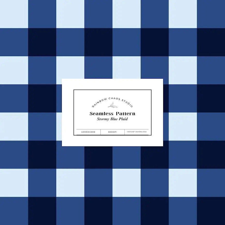 Stormy Blue Plaid Seamless Pattern: Autumn Vibes (PNG Digital Download 12x12 Rainbow Chaos Art Studio