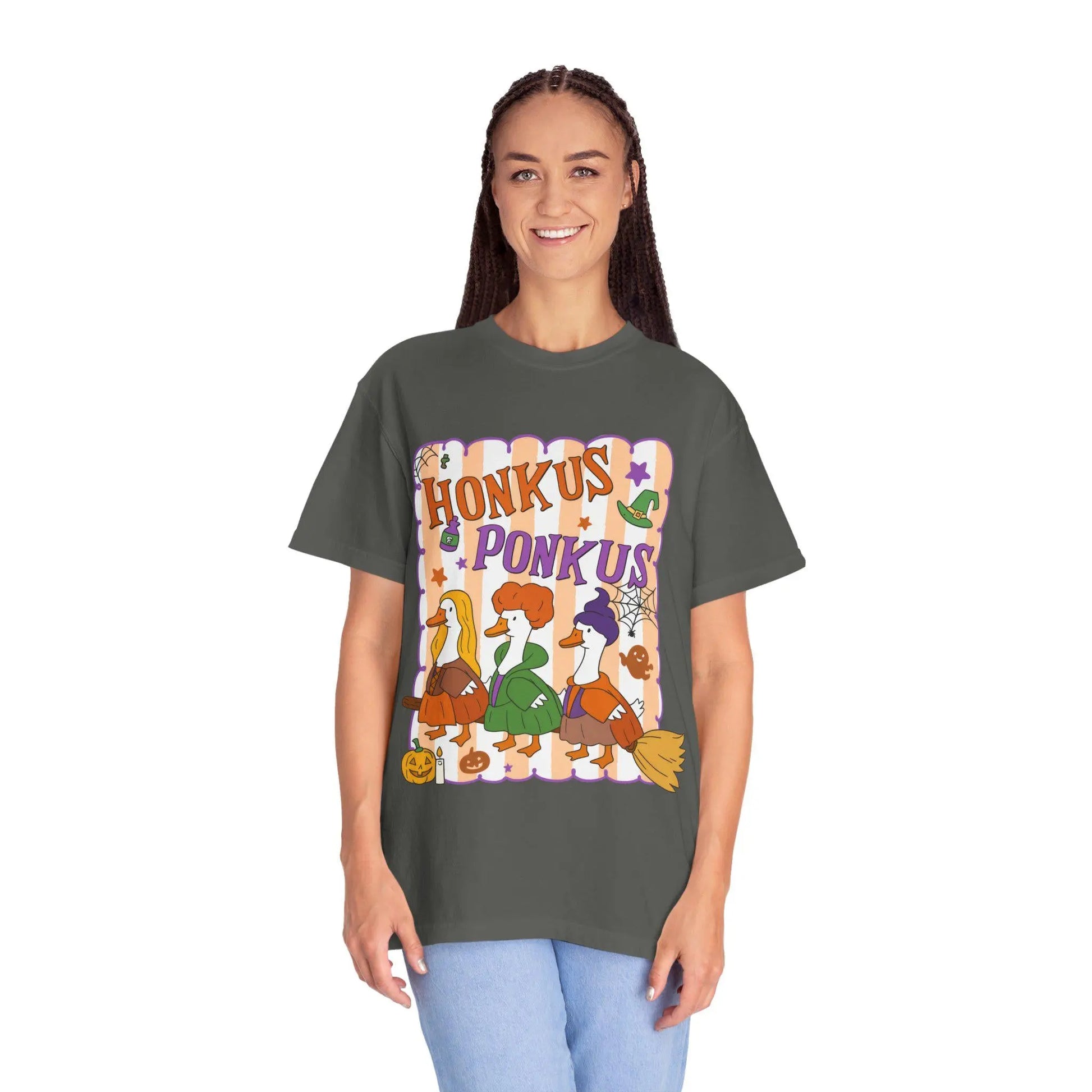Honkus Ponkus T-Shirt: Unisex Garment-Dyed Goose Tee Rainbow Chaos Art Studio