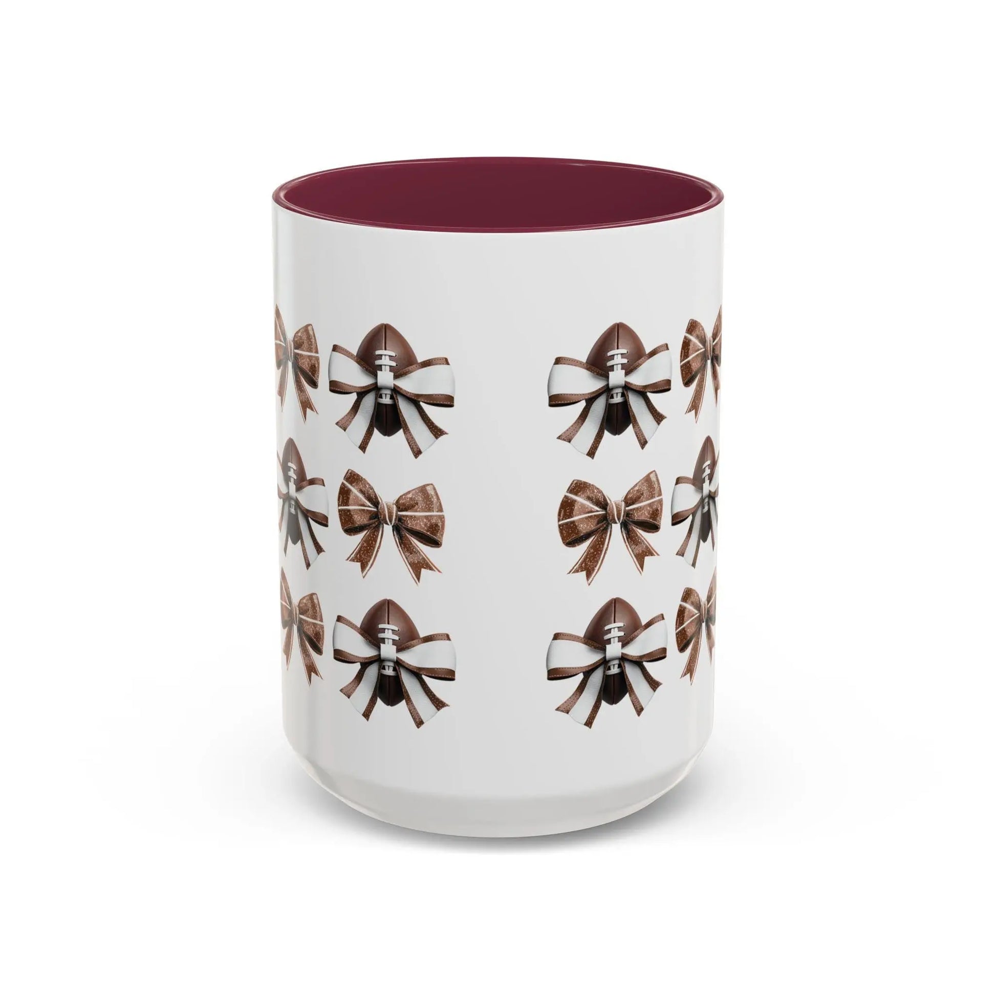 Football Bow Mugs | Elegant Coffee Cup, Gift for Her, Home Decor, Birthday Gifts | 11 oz & 15 oz Rainbow Chaos Art Studio