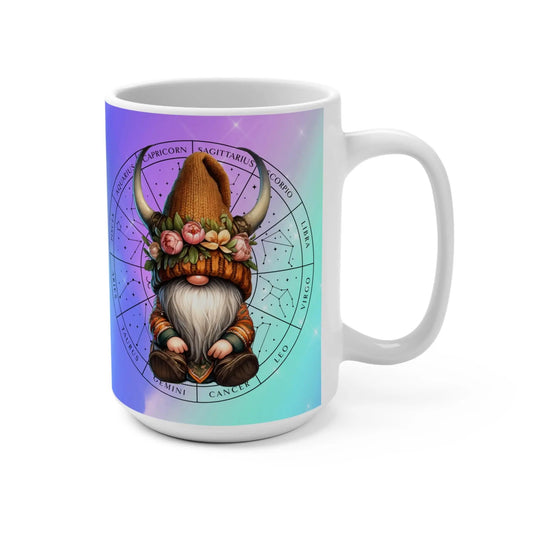 TAURUS - Zodiac Gnome Mug 15oz, Taurus, Cute Coffee Cup, Astrology Gift, Novelty Tea Mug, Birthday Present Rainbow Chaos Art Studio