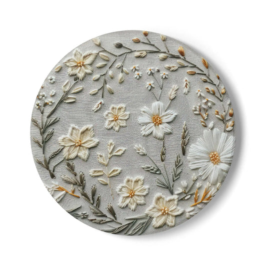 Floral Ceramic Coaster Set: Boho Drink Coasters with Cork Back Rainbow Chaos Art Studio