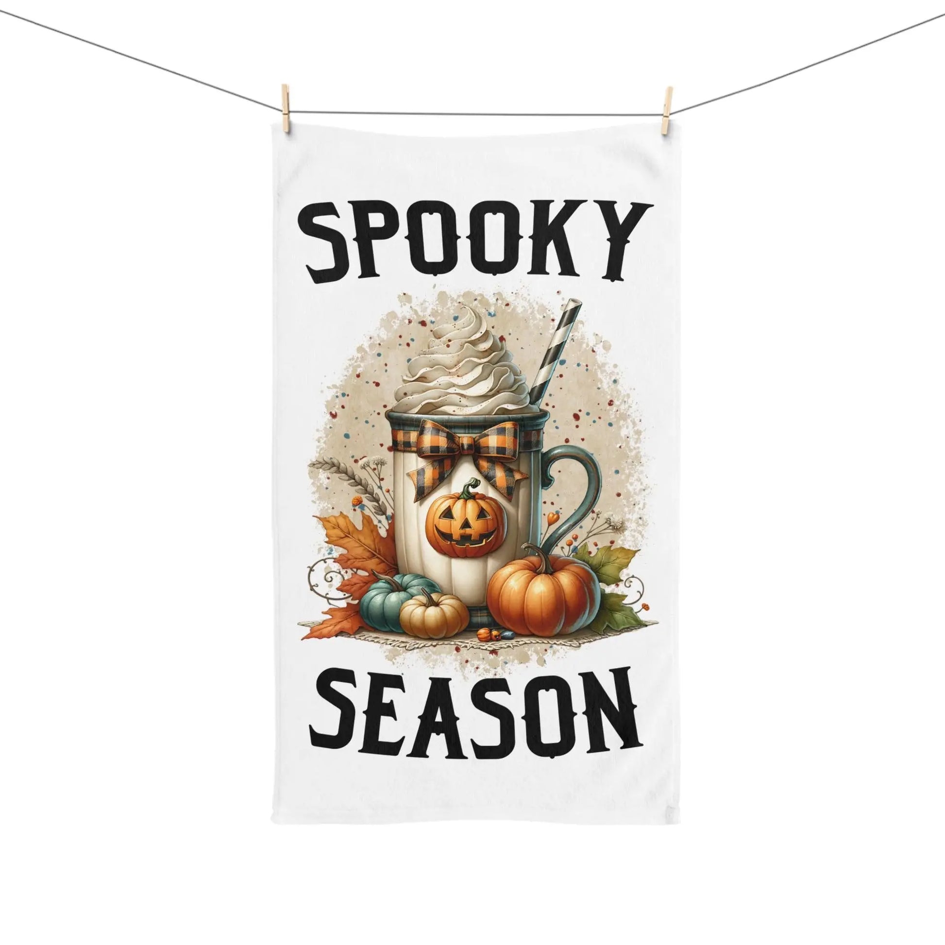 Spooky Season Hand Towel: Halloween Kitchen Decor, Cozy Vibes Rainbow Chaos Art Studio