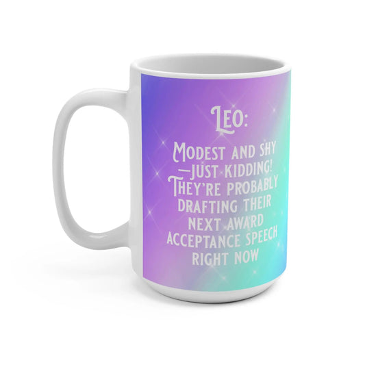 LEO - Zodiac Gnome Mug, Leo, Cute Coffee Mug, Birthday Gift - 15oz, Astrology Cup, Horoscope Tea Cup, Personalized Ceramic Drinkware, Unique Rainbow Chaos Art Studio