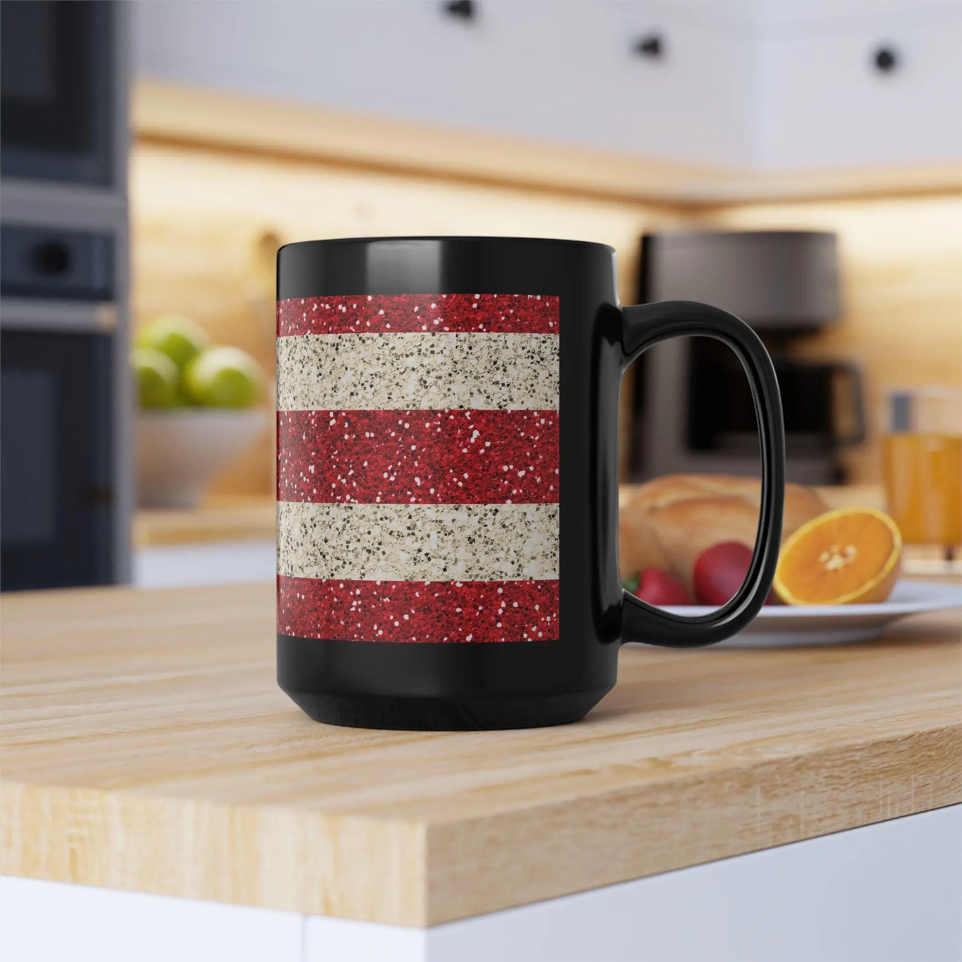 Glitter American Flag Coffee Mug: Patriotic 4th of July Drinkware Rainbow Chaos Art Studio