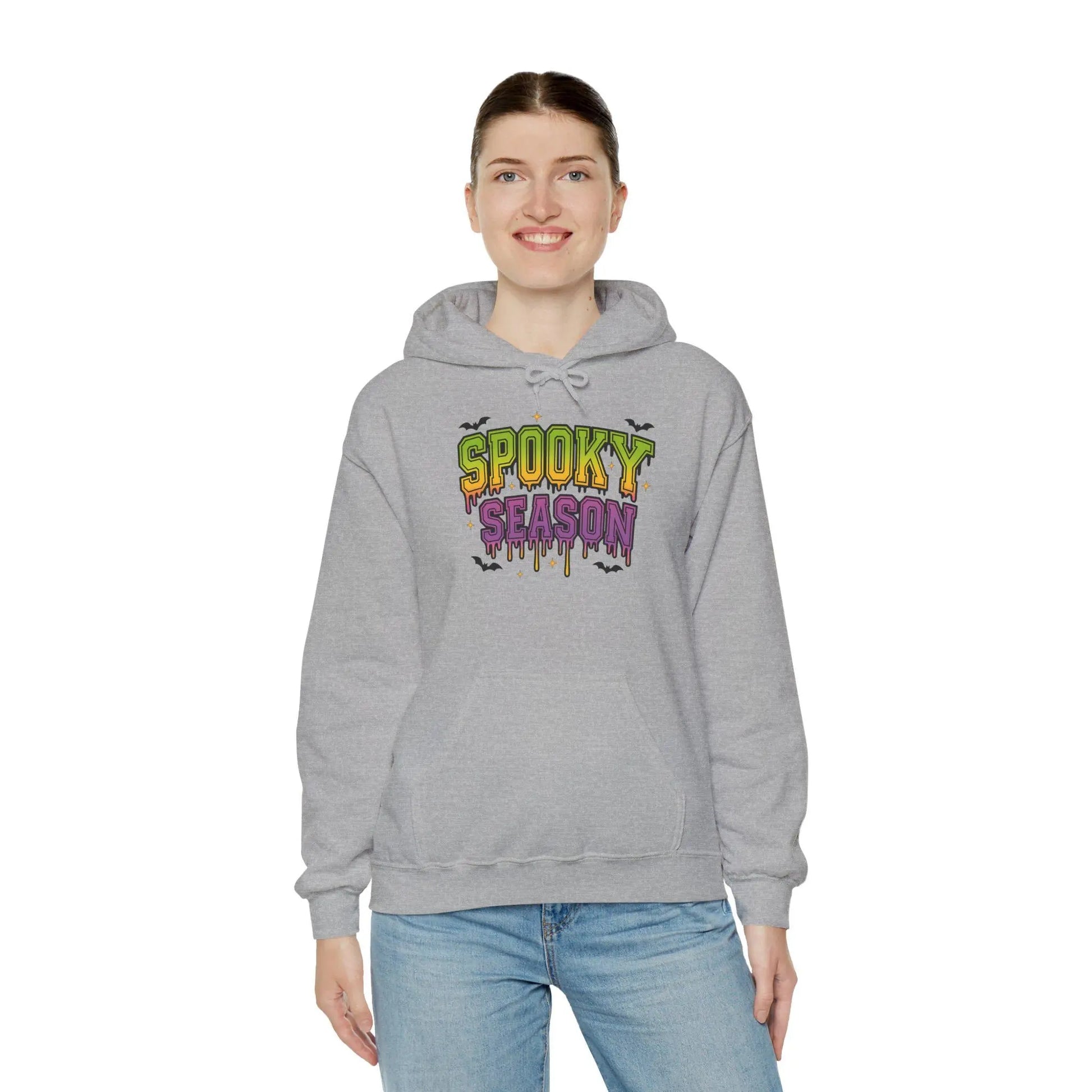 Cozy Spooky Season Hoodie: Unisex Halloween Sweatshirt Rainbow Chaos Art Studio