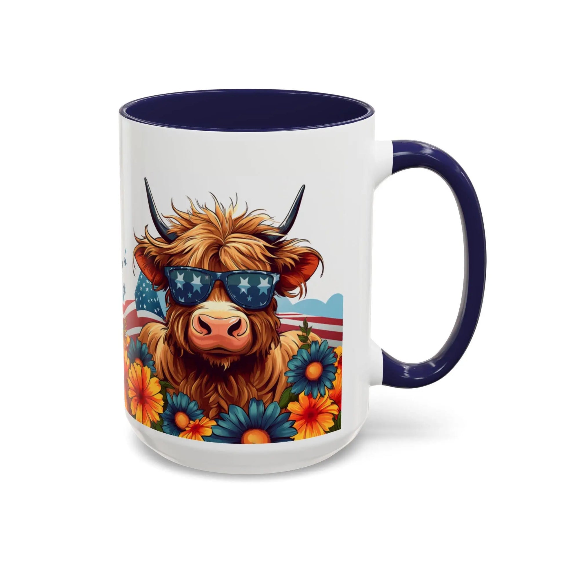 Boho Floral Highland Cow Coffee Mug: Unique Home Decor Rainbow Chaos Art Studio