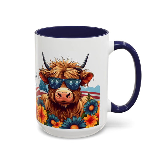 Boho Floral Highland Cow Coffee Mug: Unique Home Decor Rainbow Chaos Art Studio