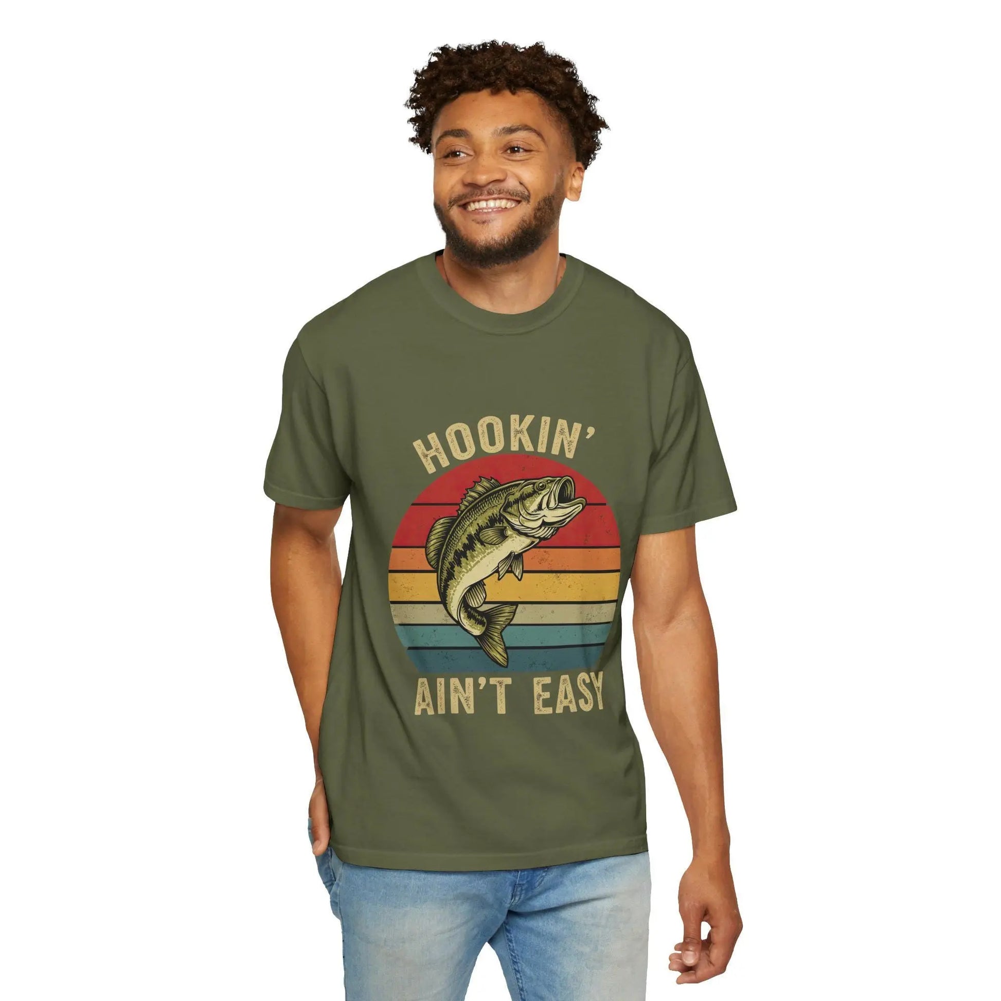 Fishing Adventure T-Shirt: Hookin' Ain't Easy - Unisex Angler Tee Rainbow Chaos Art Studio