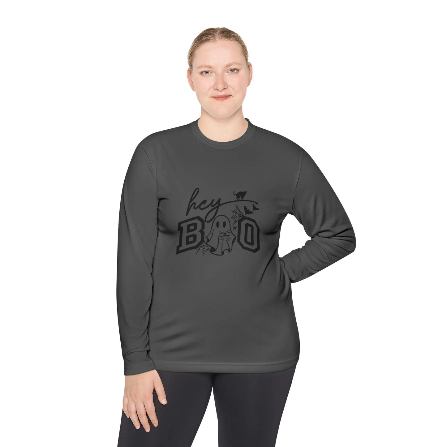 Halloween Ghost Long Sleeve Tee: Spooky Season Polyester Shirt Rainbow Chaos Art Studio