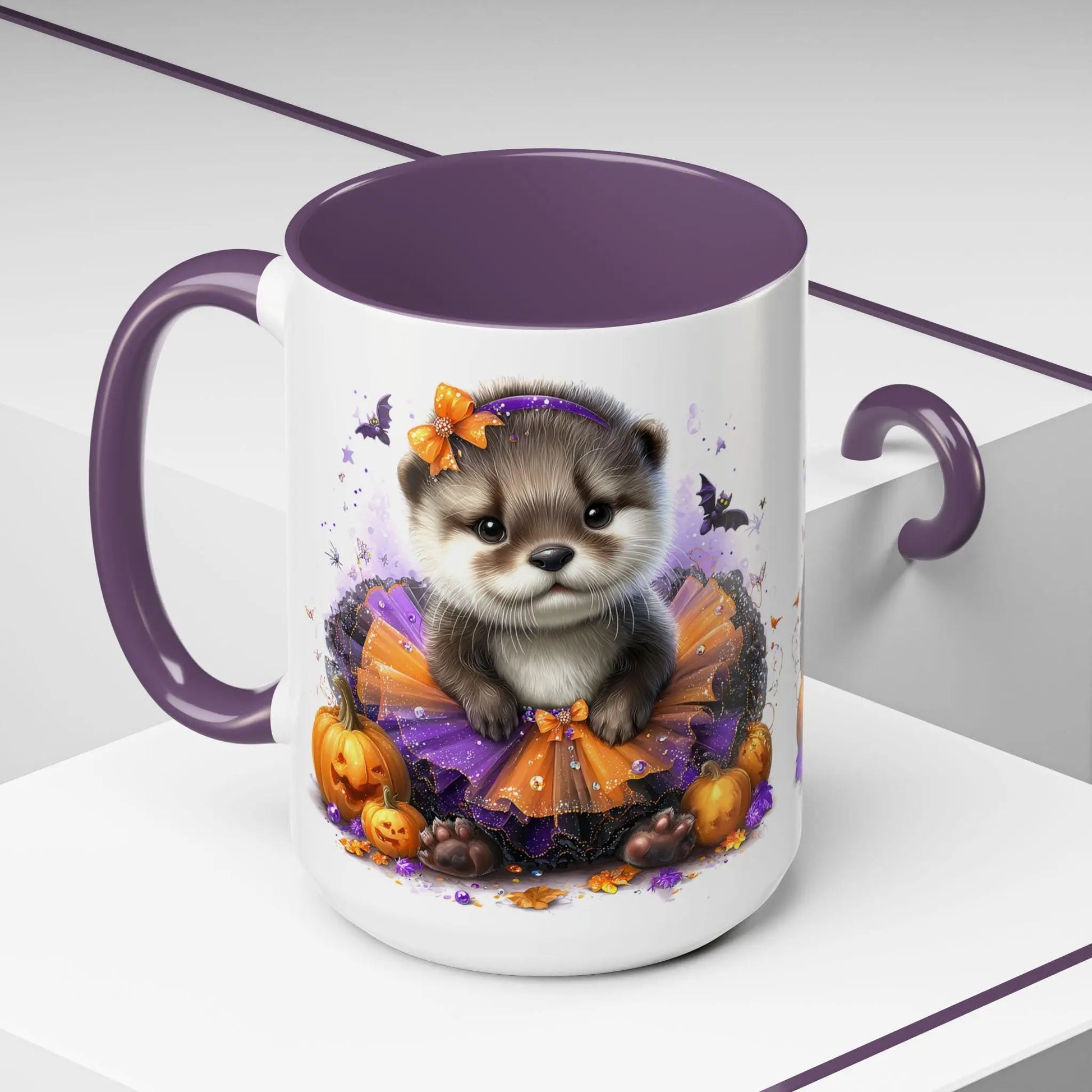 Halloween Cutie Otter Coffee Mug, Cute Animal Mug, Fall Decor, Holiday Drinkware, Halloween Gifts for Kids Rainbow Chaos Art Studio