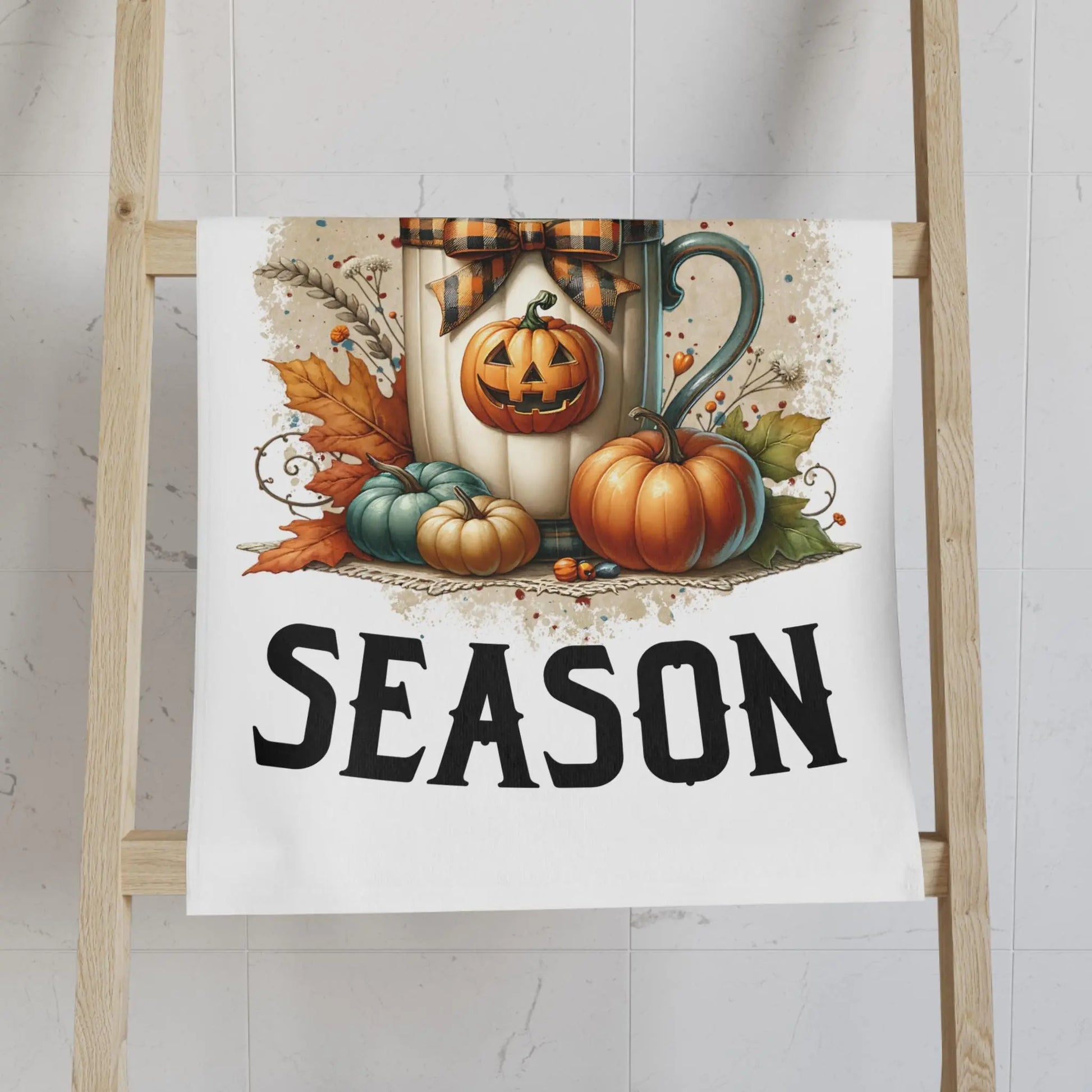 Spooky Season Hand Towel: Halloween Kitchen Decor, Cozy Vibes Rainbow Chaos Art Studio