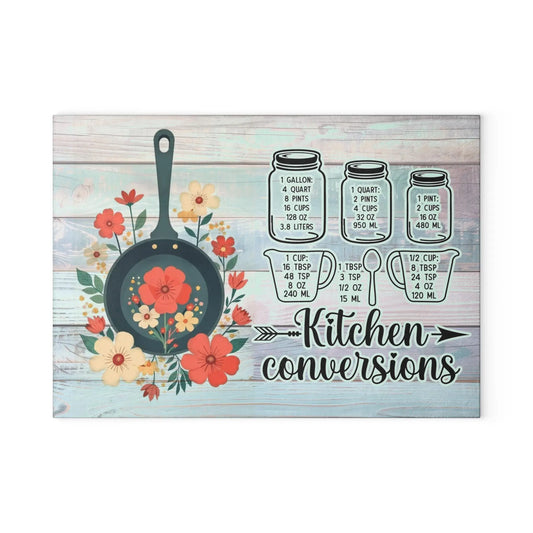 Floral Glass Kitchen Cutting Board: Vintage Style Decor Rainbow Chaos Art Studio