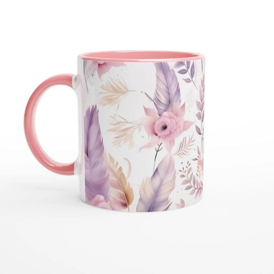 White 11oz Ceramic Mug with Color Inside Rainbow Chaos Art Studio