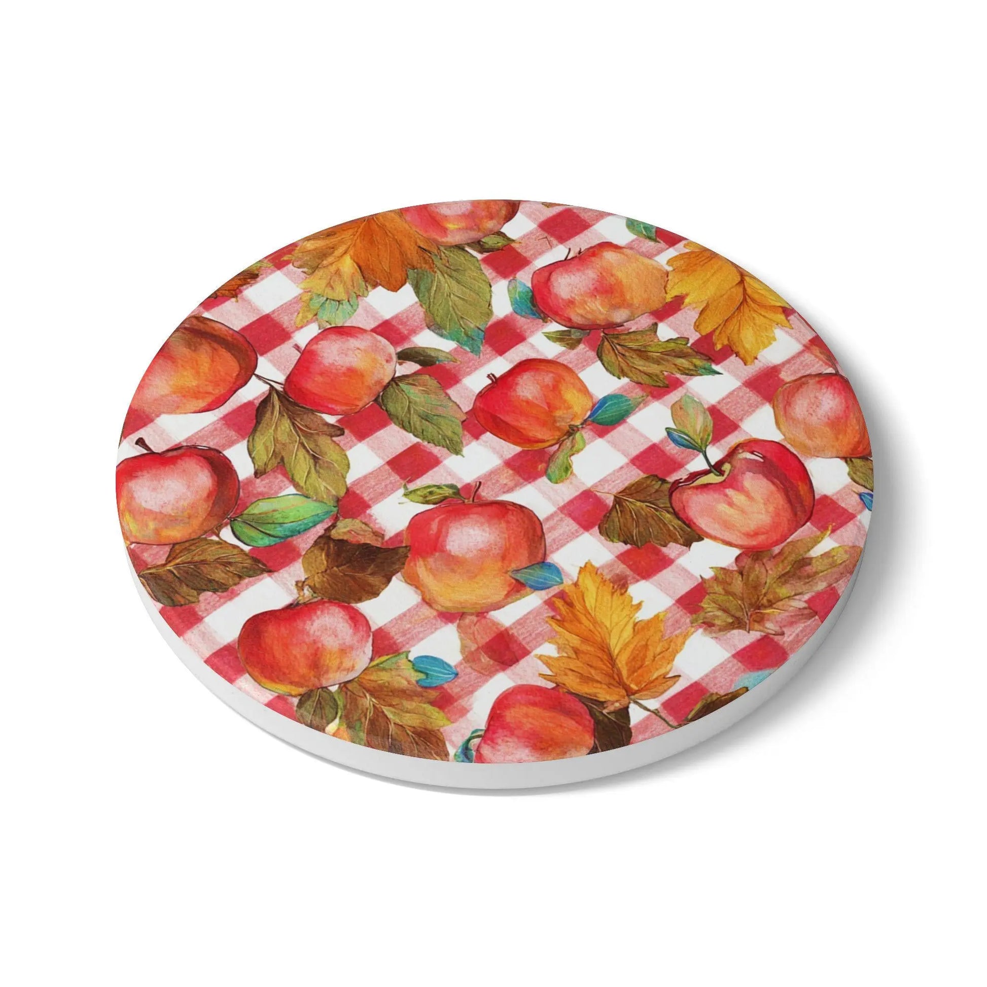 Autumn Apple Coaster Set, Fall Decor, Kitchen Accessories, Rustic Home Gifts, Thanksgiving Table Decor Rainbow Chaos Art Studio