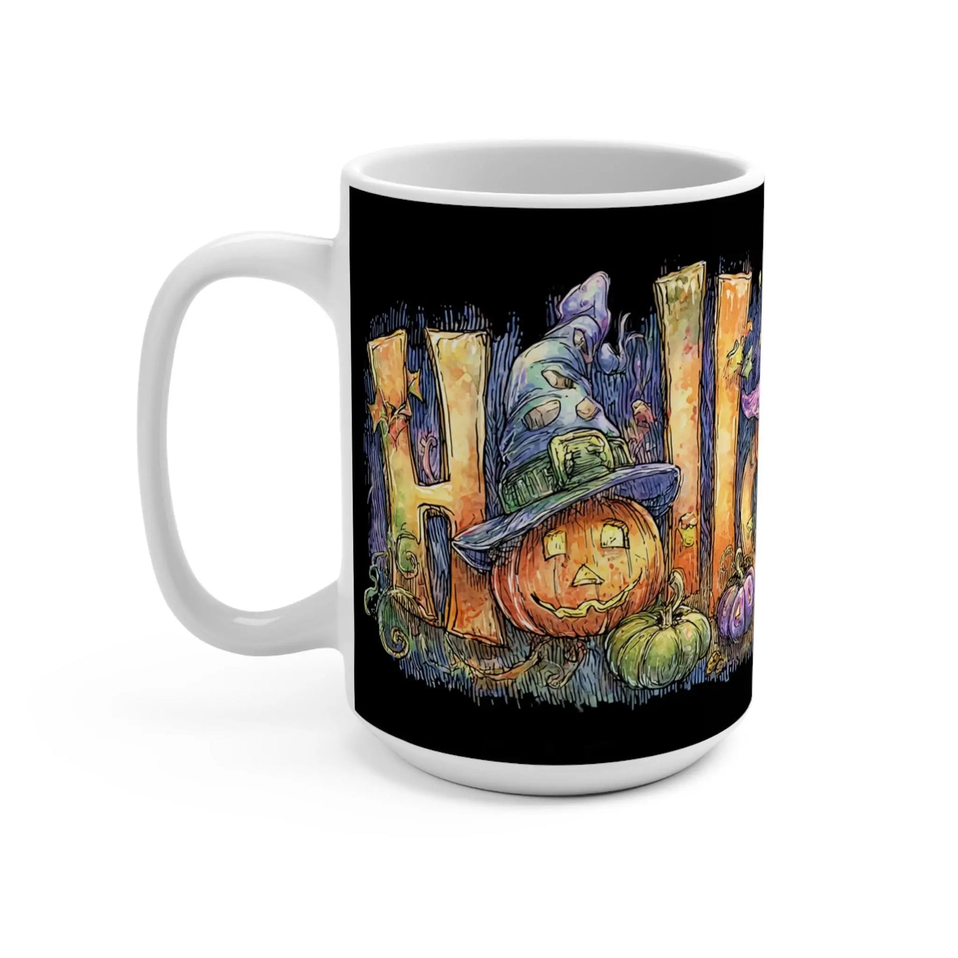 Halloween Pumpkin Mug: Spooky Ghost Coffee Cup - Fall Decor Rainbow Chaos Art Studio