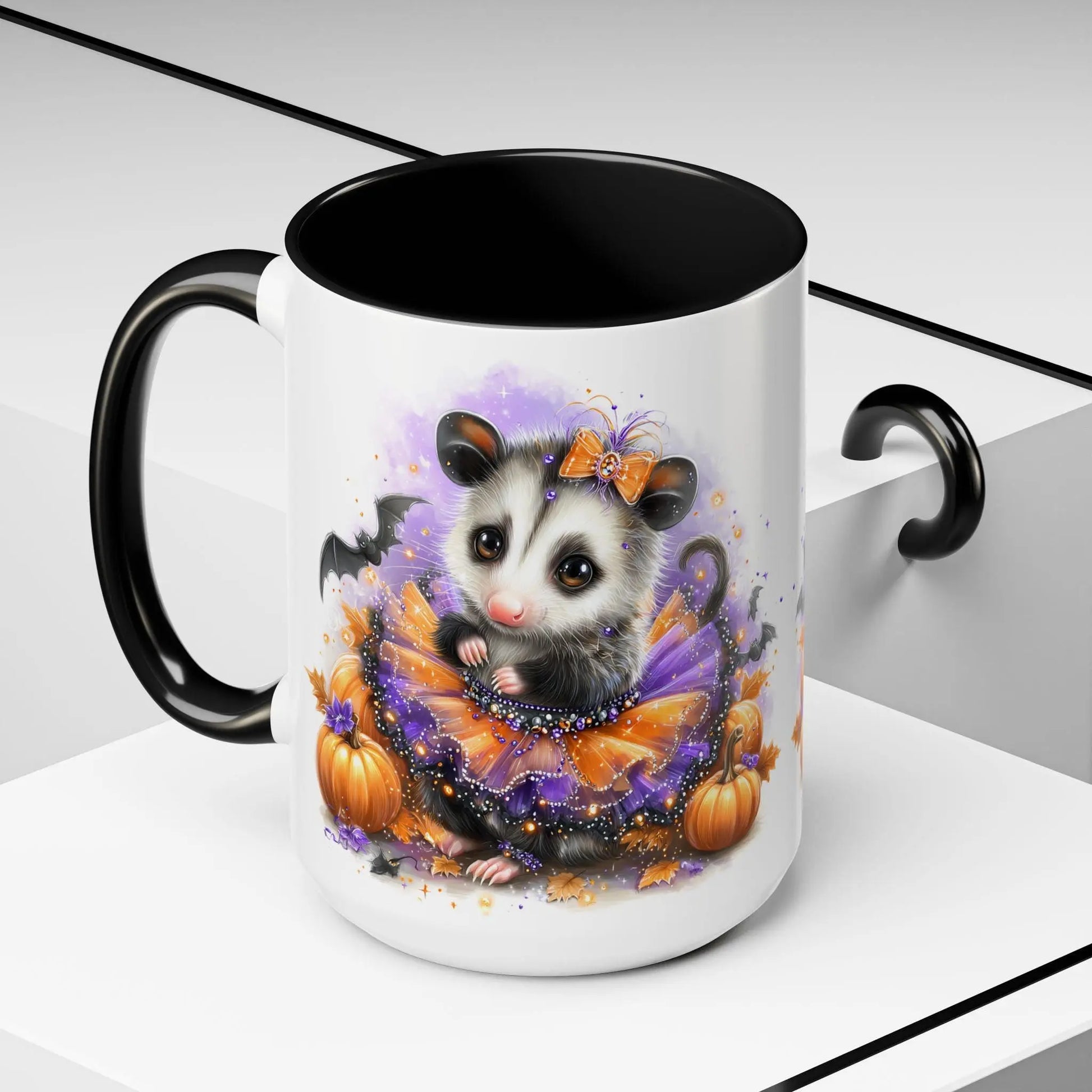 Halloween Possum Coffee Mug, Cute Seasonal Mug, Animal Lover Gift, Pumpkin Mug, Fall Decor, Cozy Drinkware Rainbow Chaos Art Studio