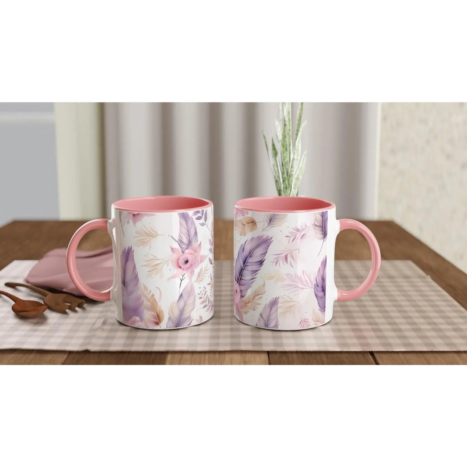 White 11oz Ceramic Mug with Color Inside Rainbow Chaos Art Studio