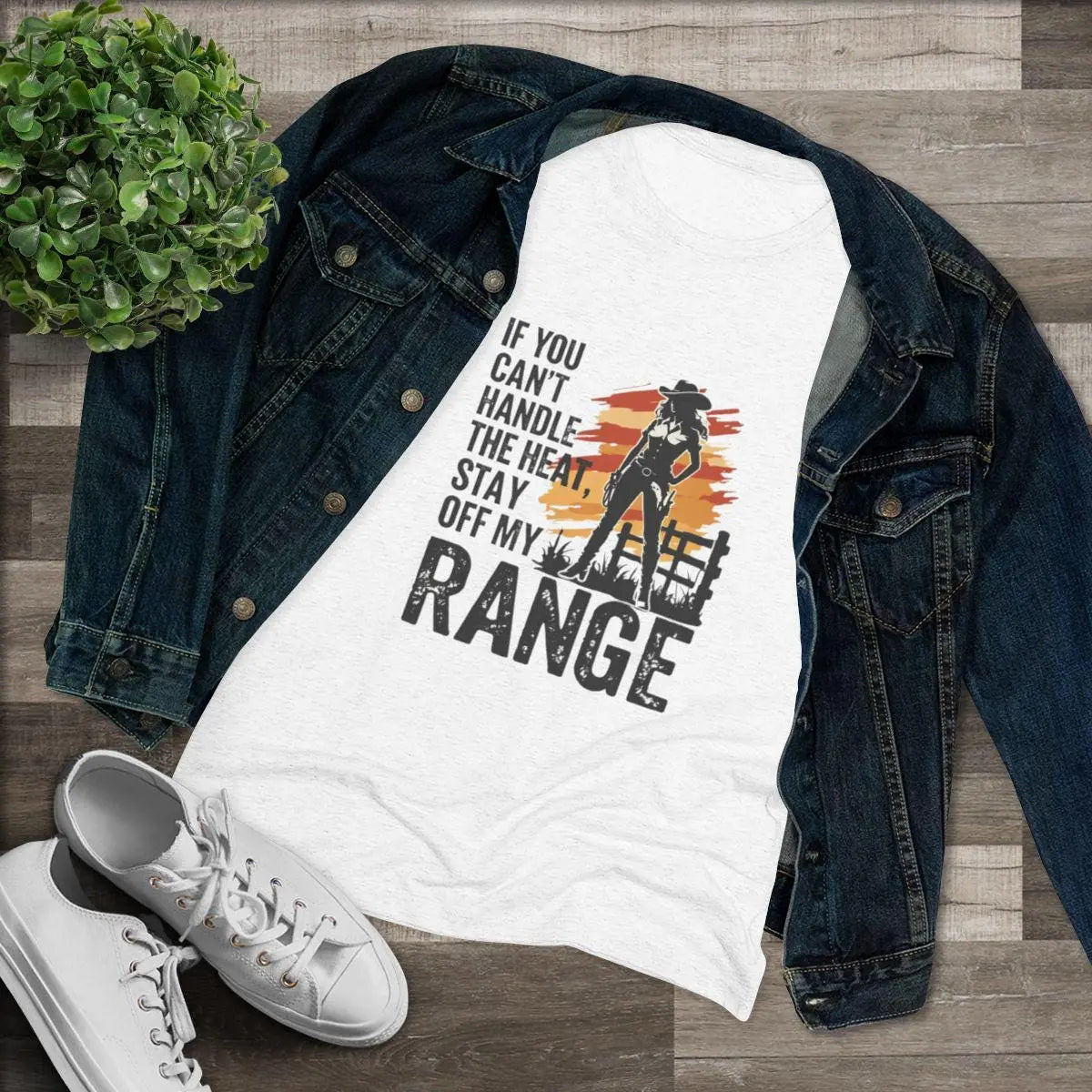 Women's Range Tee, Casual Shirt, Cowgirl Gift, Summer Outfit, Western Style Tee Rainbow Chaos Art Studio