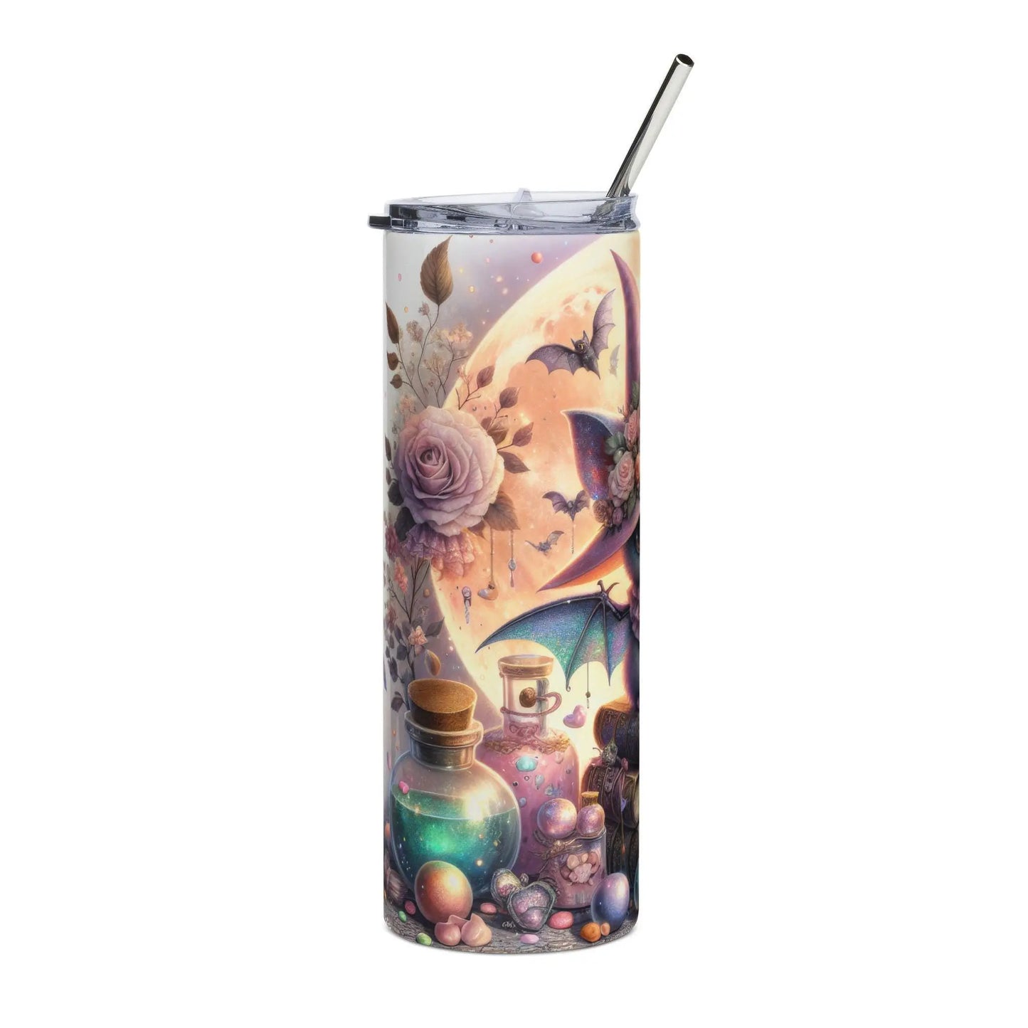 Magical Cat Tumbler: 20oz Stainless Steel Witchy Drinkware Rainbow Chaos Art Studio