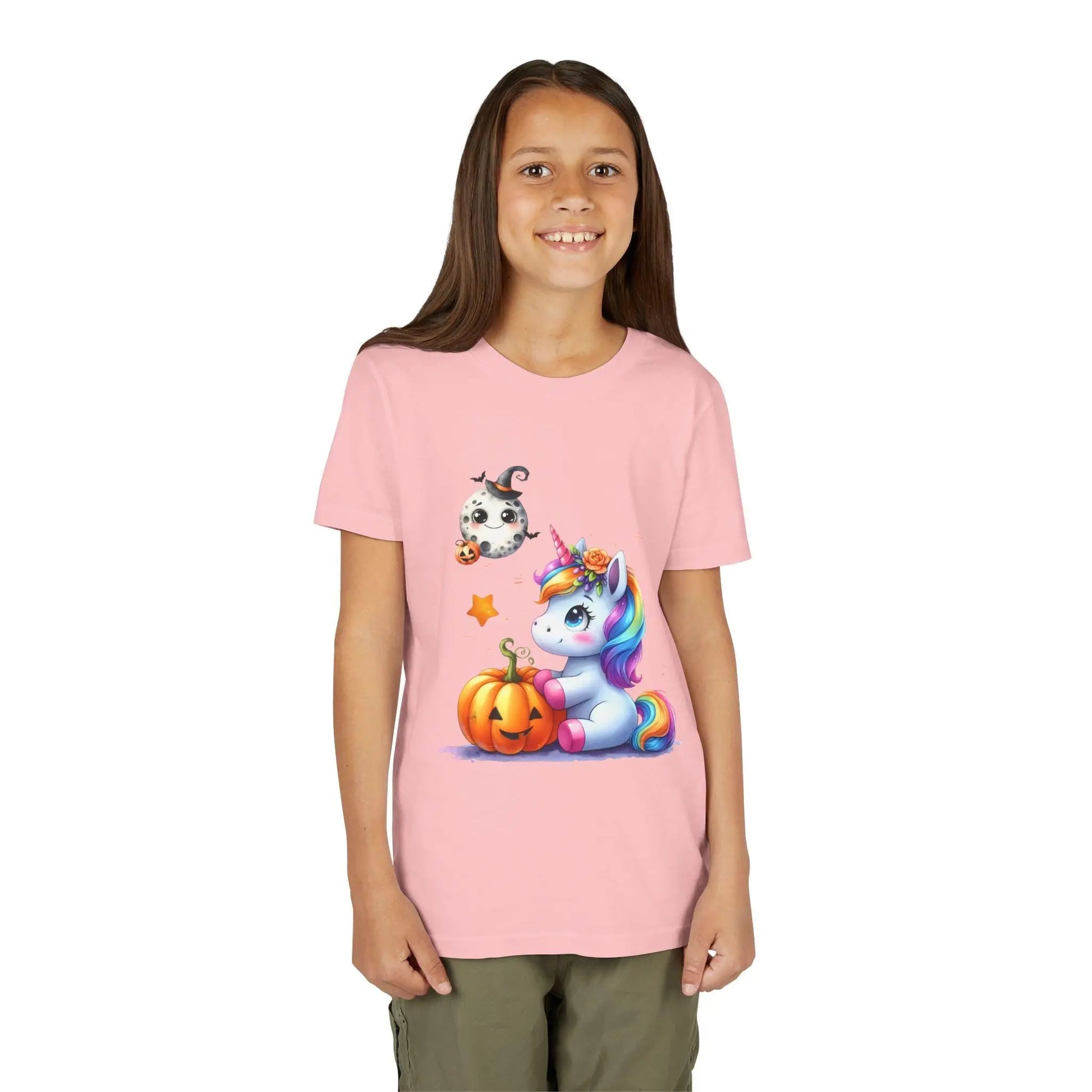 Unicorn Halloween Tee: Girls' Short Sleeve Cotton Shirt Rainbow Chaos Art Studio