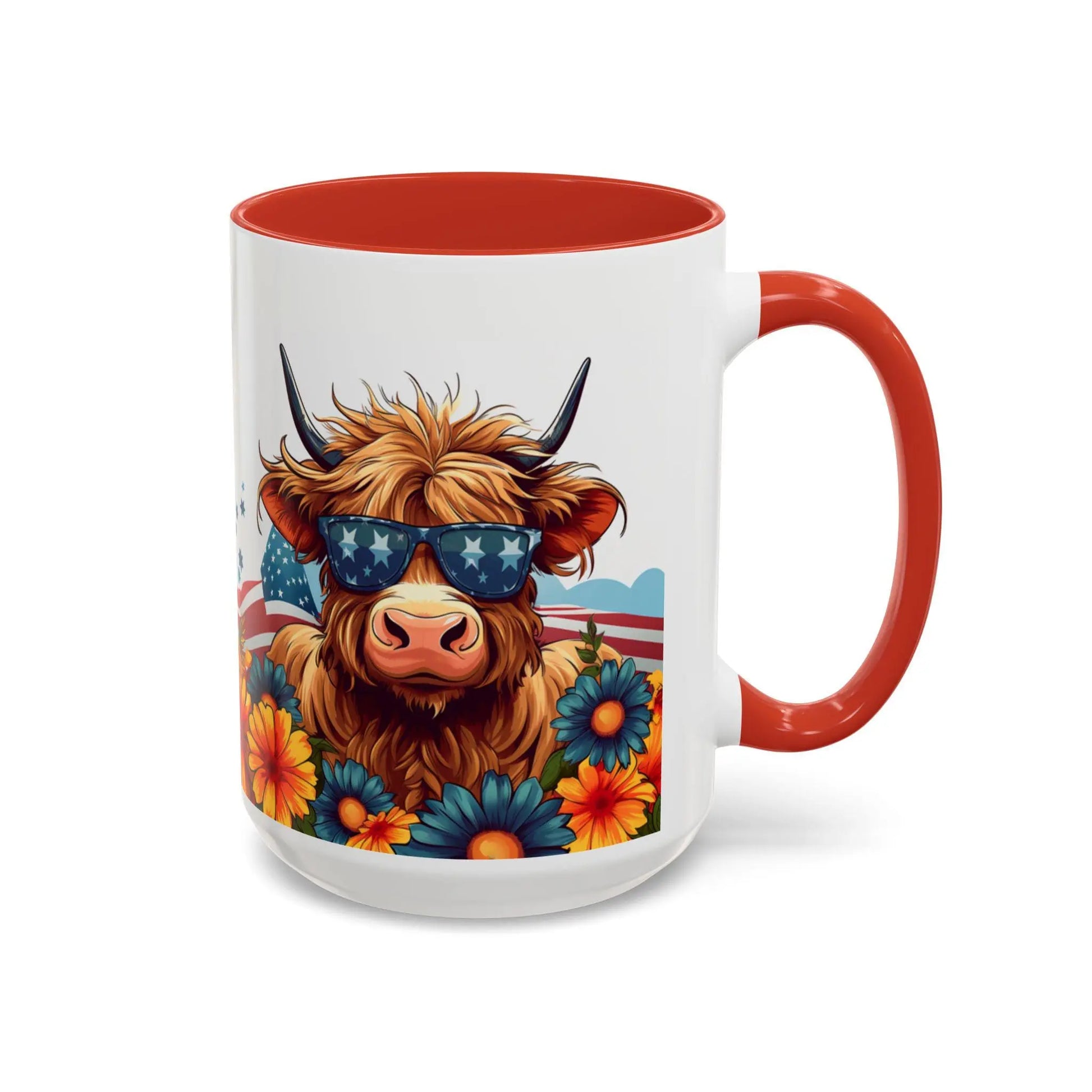 Boho Floral Highland Cow Coffee Mug: Unique Home Decor Rainbow Chaos Art Studio