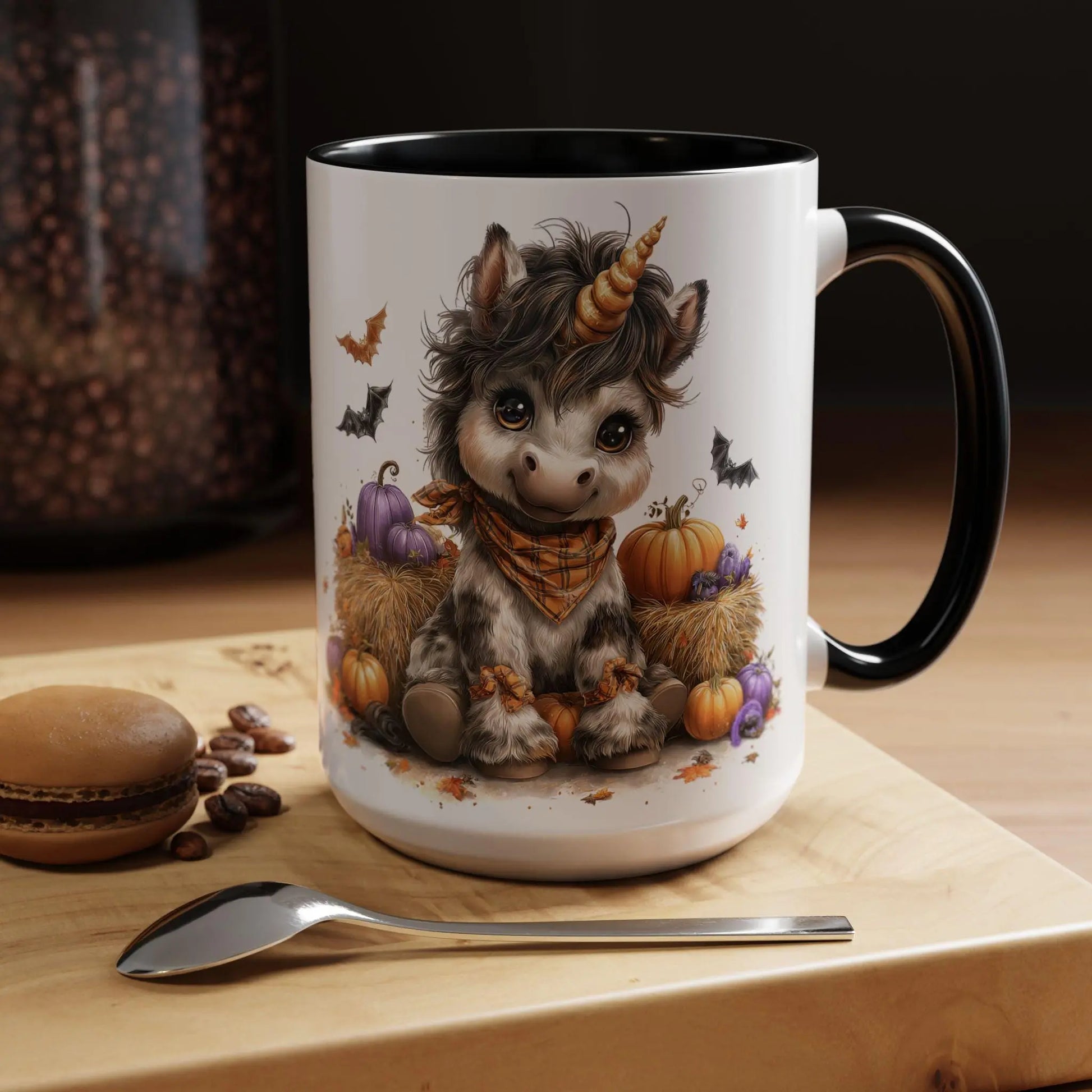 Adorable Unicorn Coffee Mug, Cute Halloween Mug, Pumpkin Decor, Gift for Kids, Unicorn Lover, Fall Celebration Mug Rainbow Chaos Art Studio